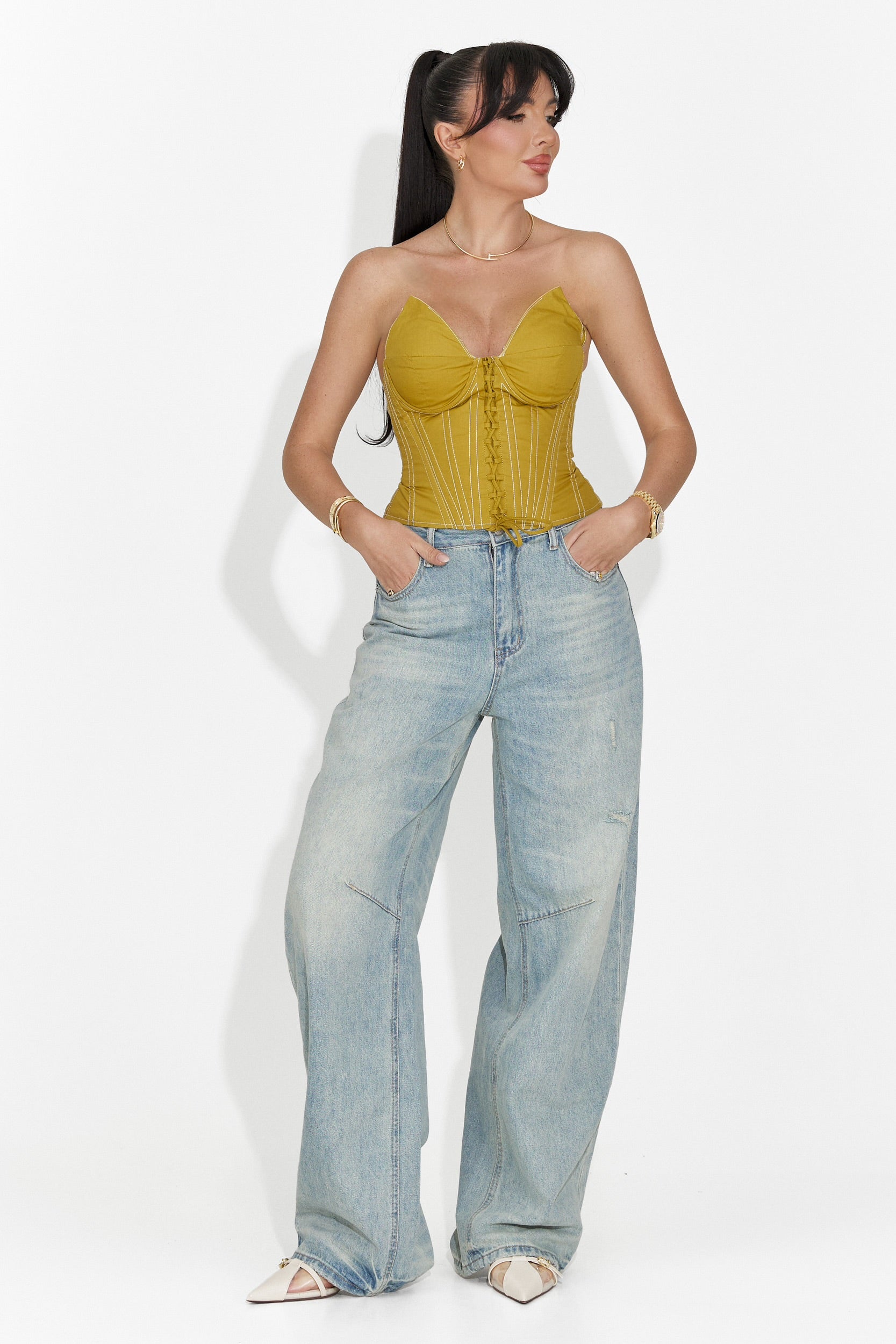 Дамски ежедневни светлосини дънки Hanina Bogas