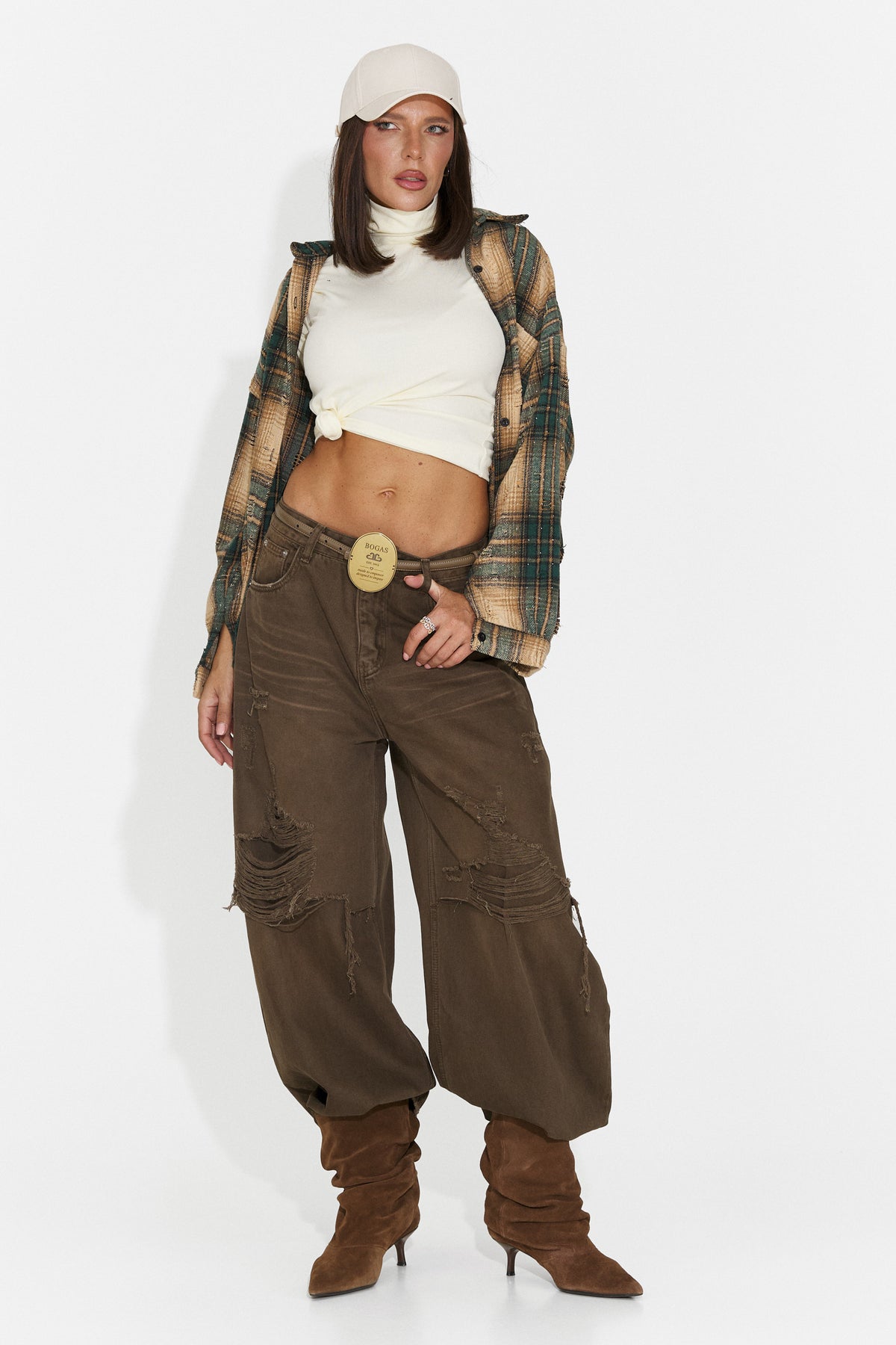 Blugi casual maro Huzeina Bogas