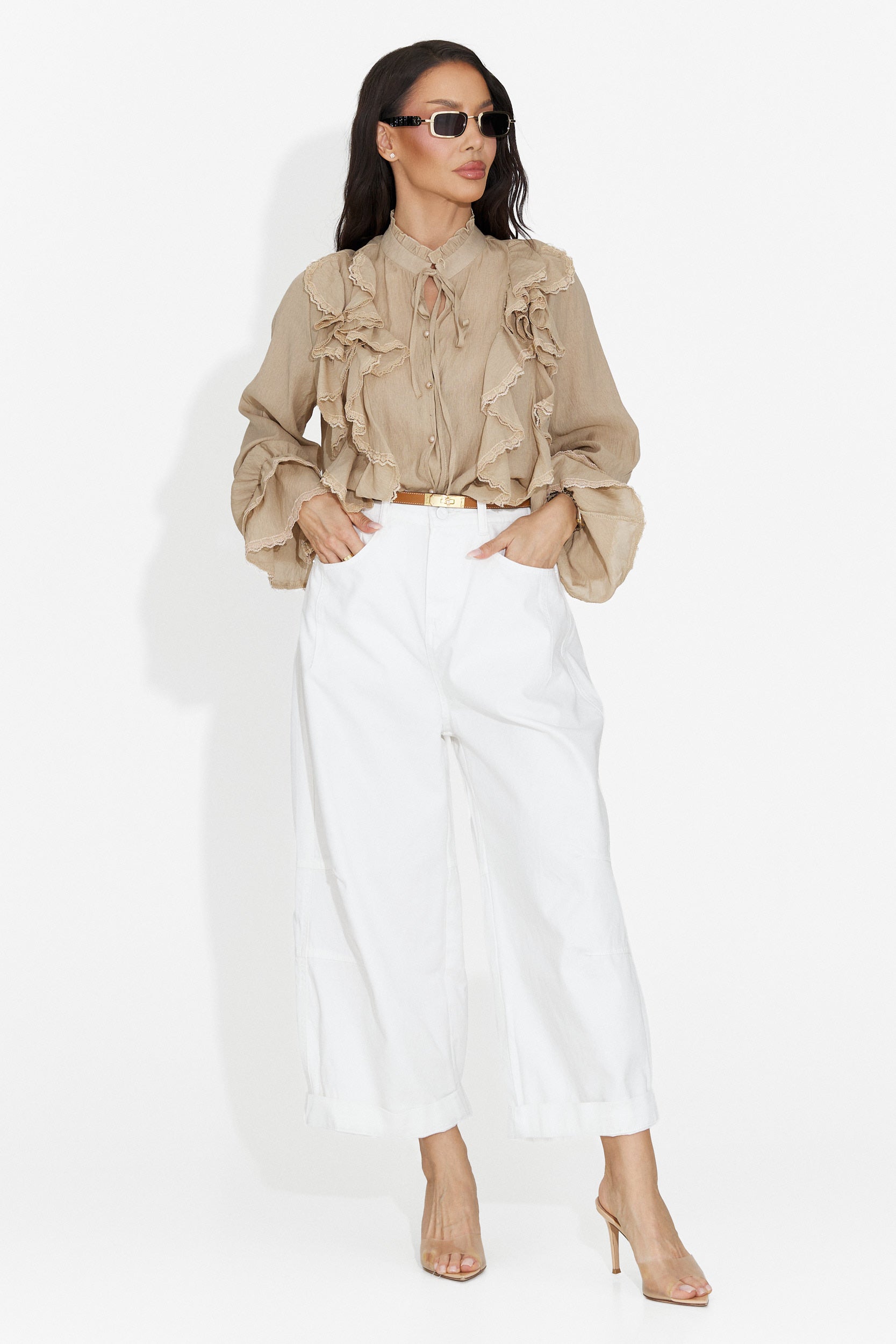 Blugi dama casual albi Variety Bogas