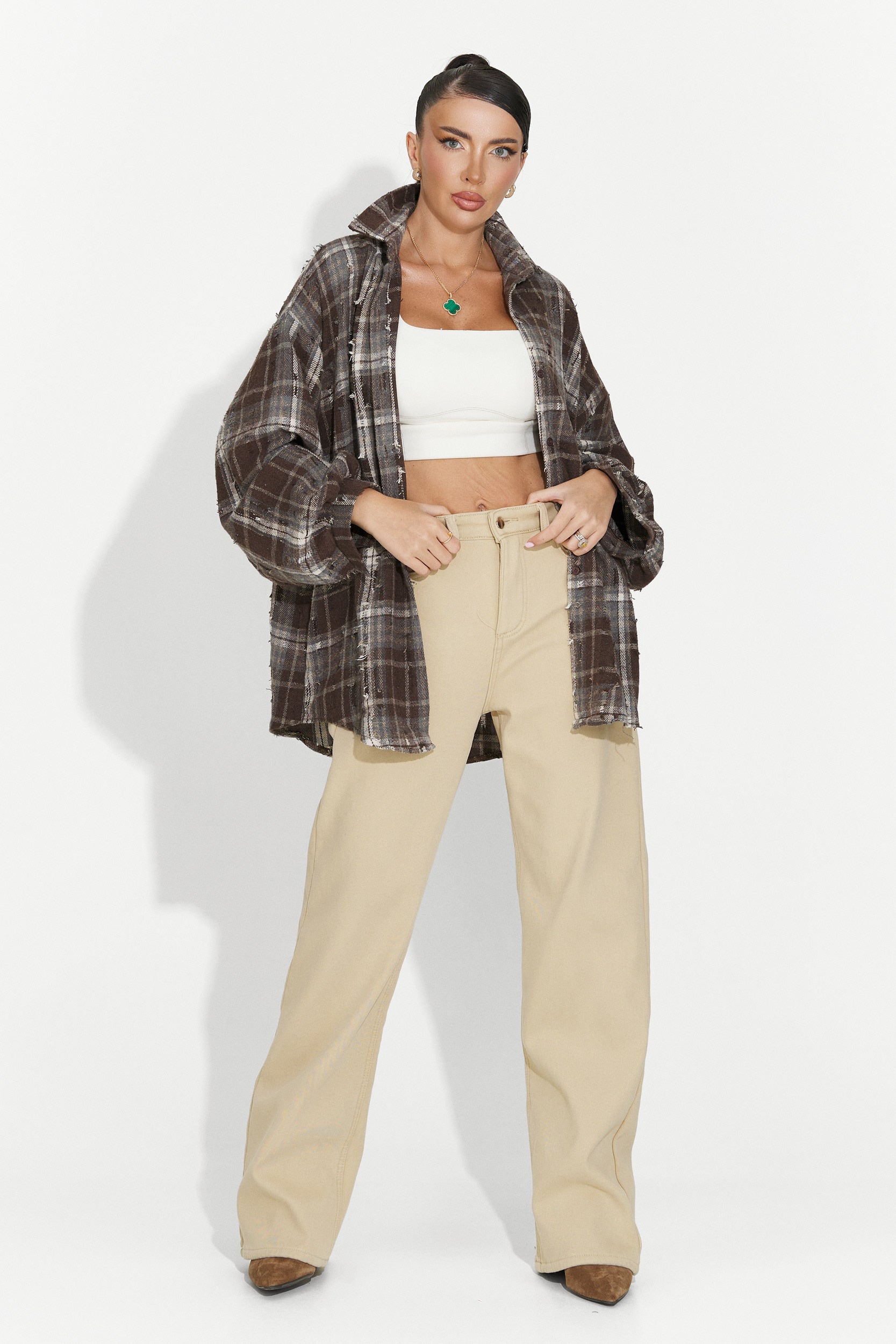 Дамски ежедневни дънки бежови Hetie Bogas