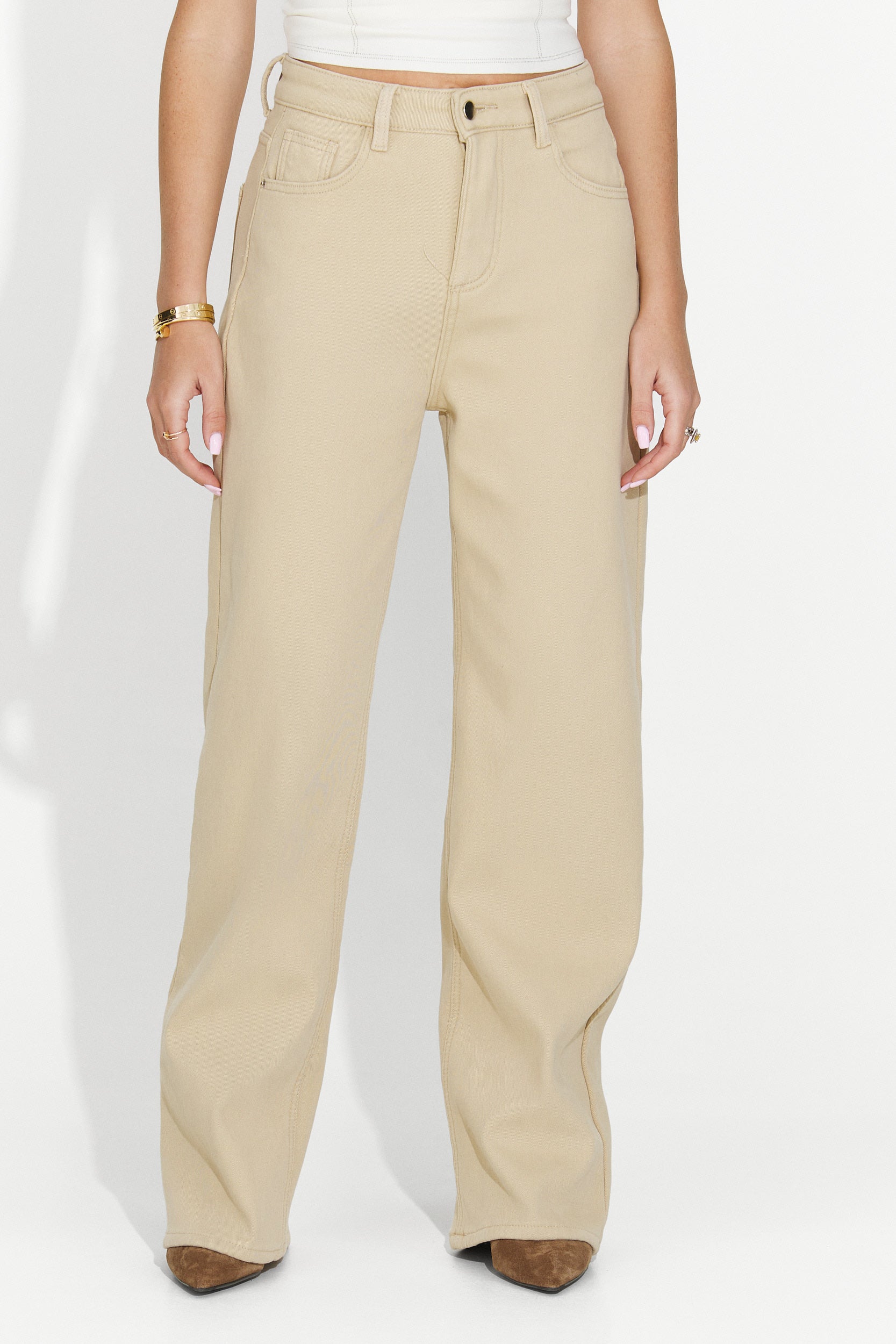 Дамски ежедневни дънки бежови Hetie Bogas