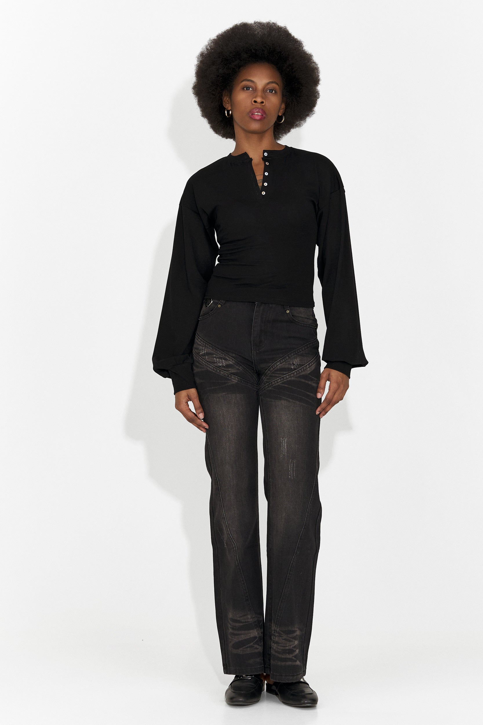 Дамски ежедневни черни дънки Adeia Bogas