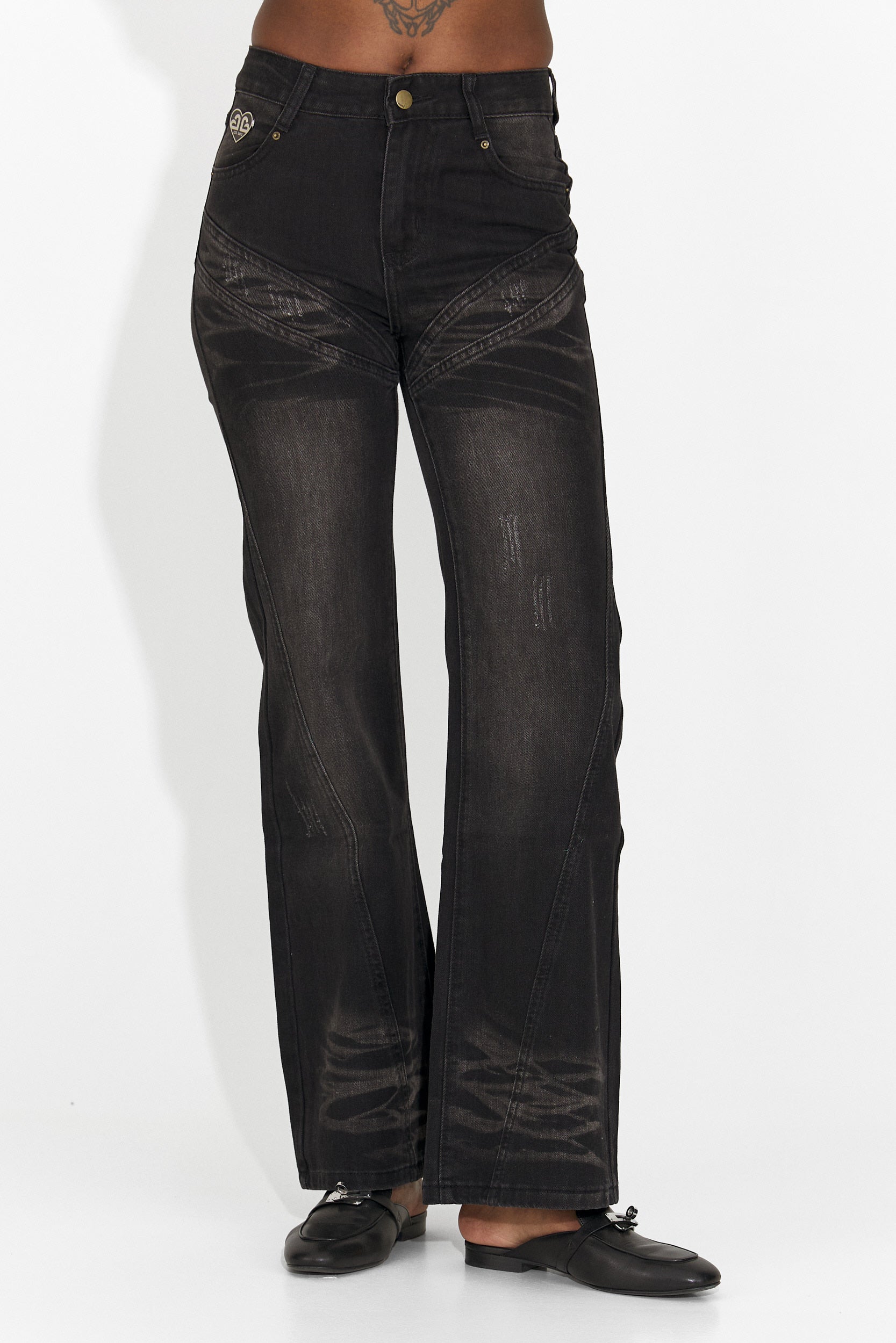 Дамски ежедневни черни дънки Adeia Bogas