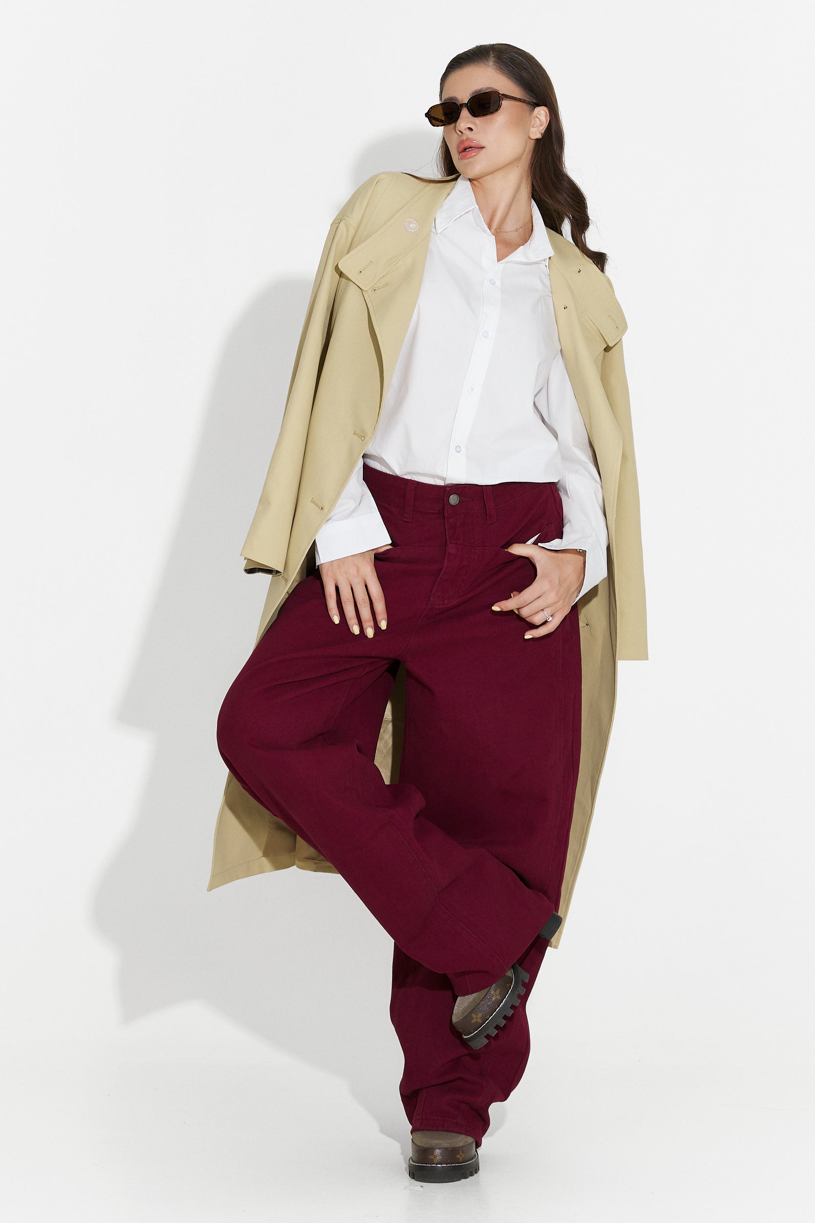 Дамски кежуал дънки в бордо Jacklyn Bogas