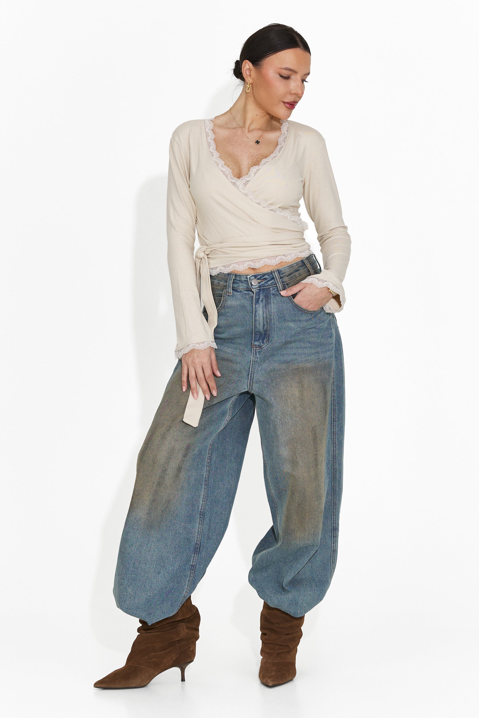 Дамска ежедневна блуза бежова Zaneta Bogas