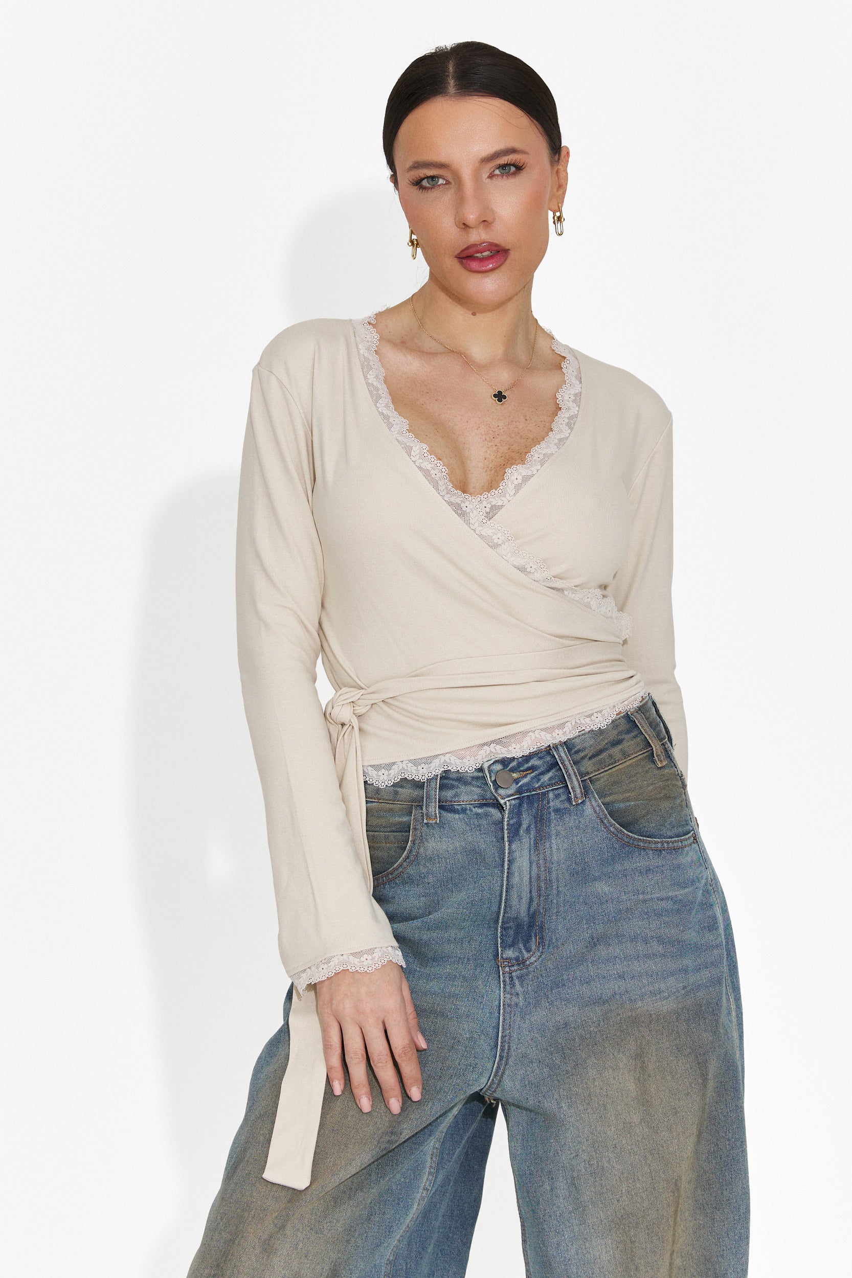 Дамска ежедневна блуза бежова Zaneta Bogas