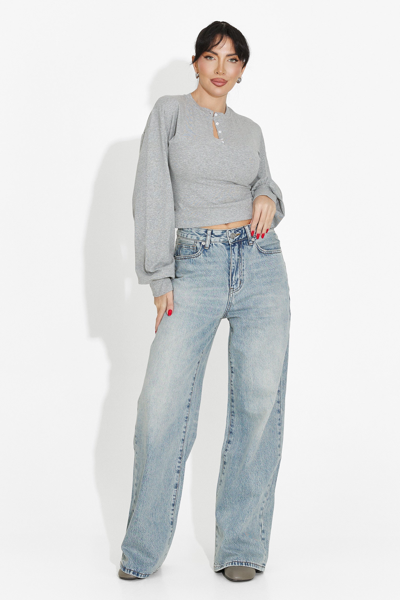 Сива дамска ежедневна блуза Tivora Bogas