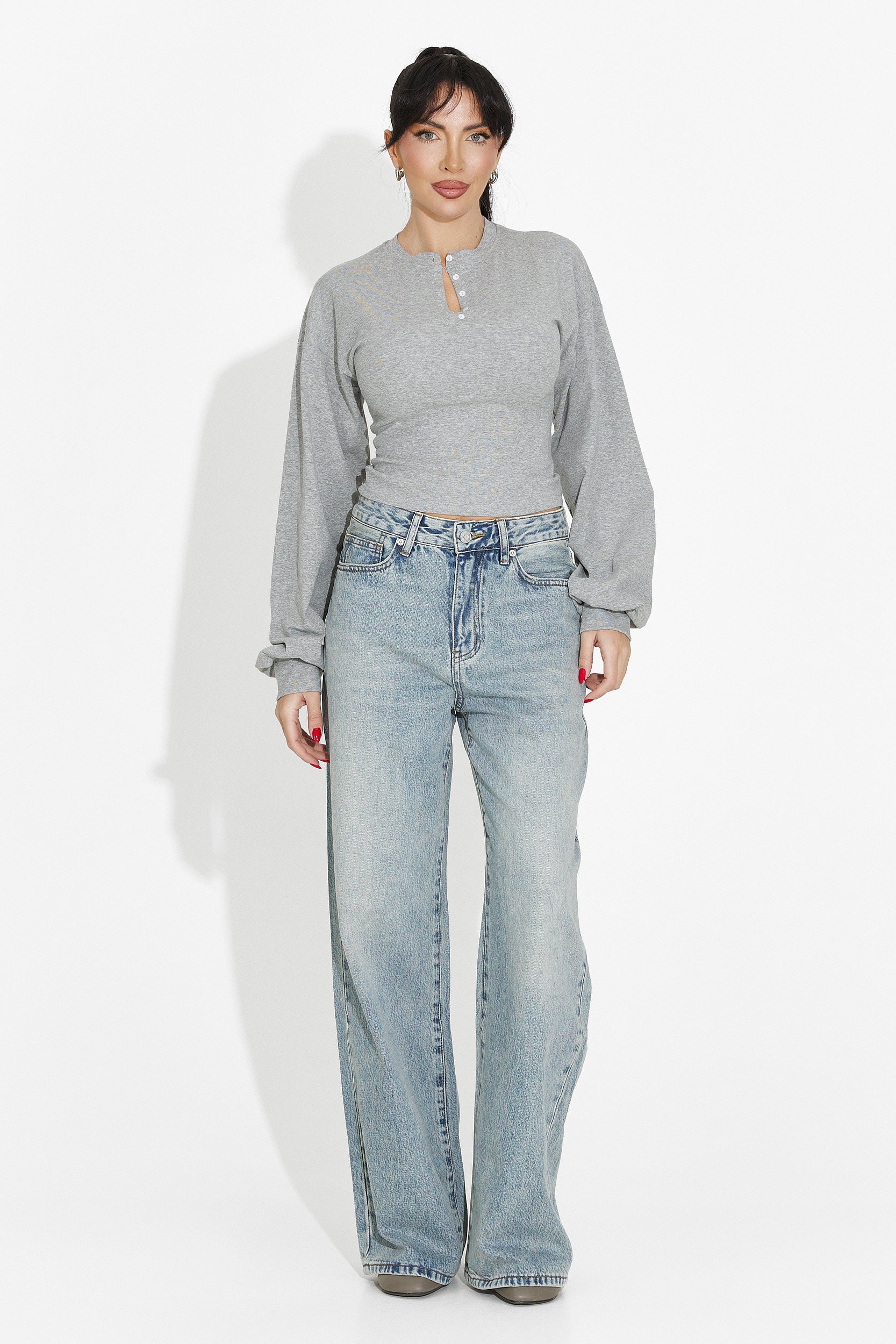 Сива дамска ежедневна блуза Tivora Bogas