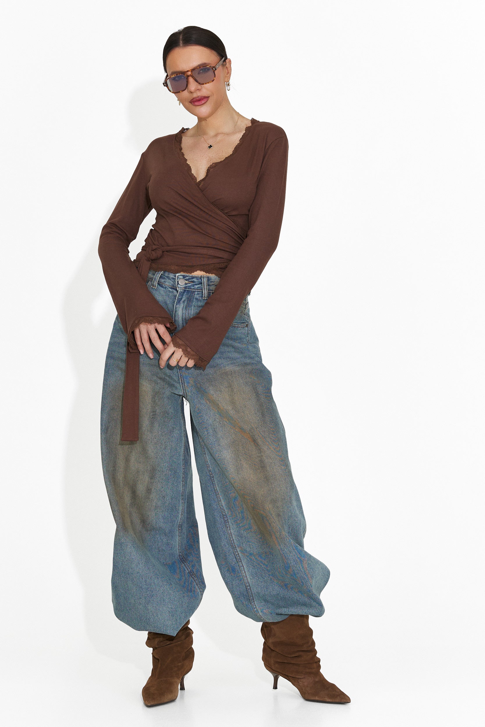 Дамска ежедневна блуза кафява Zaneta Bogas