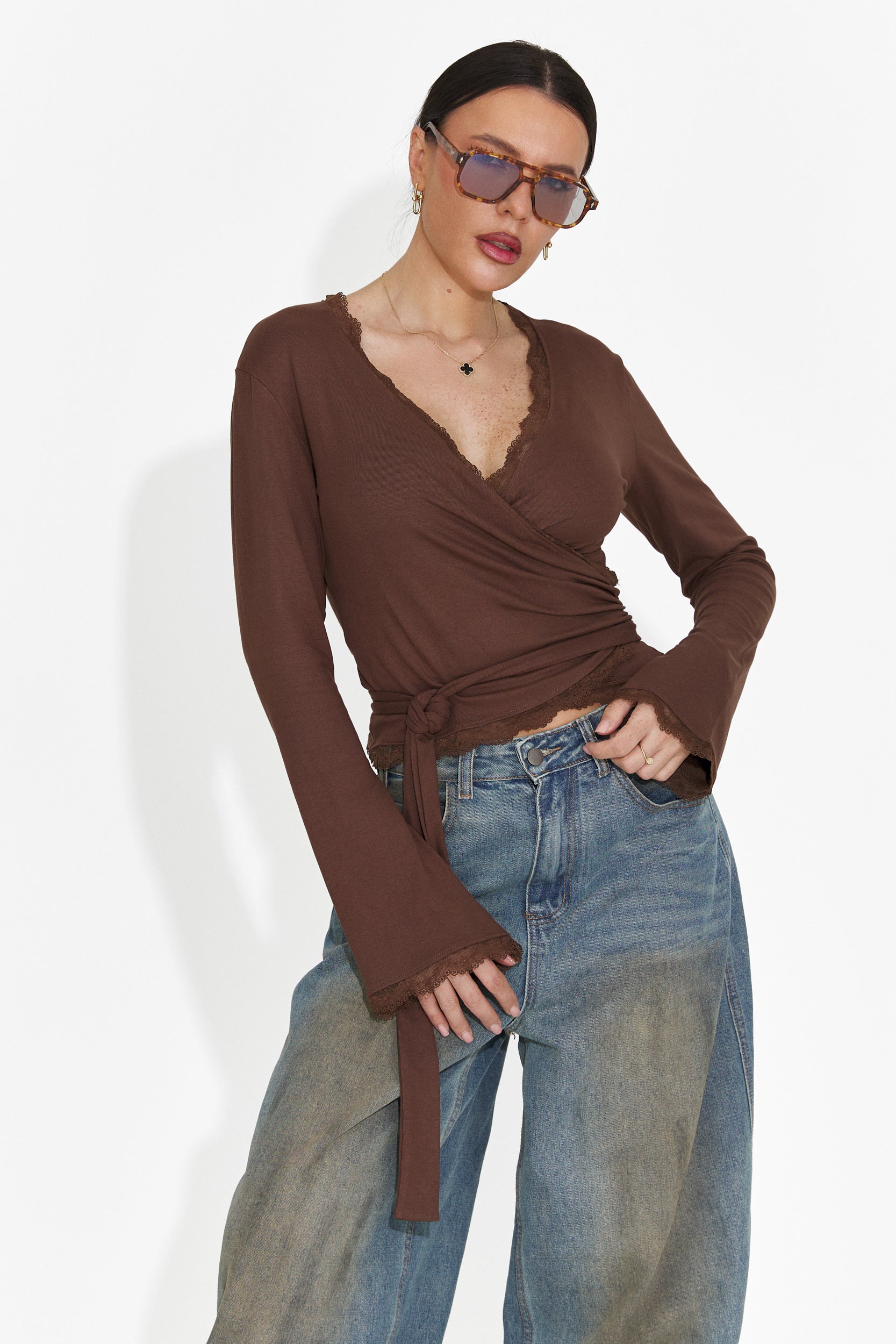 Дамска ежедневна блуза кафява Zaneta Bogas