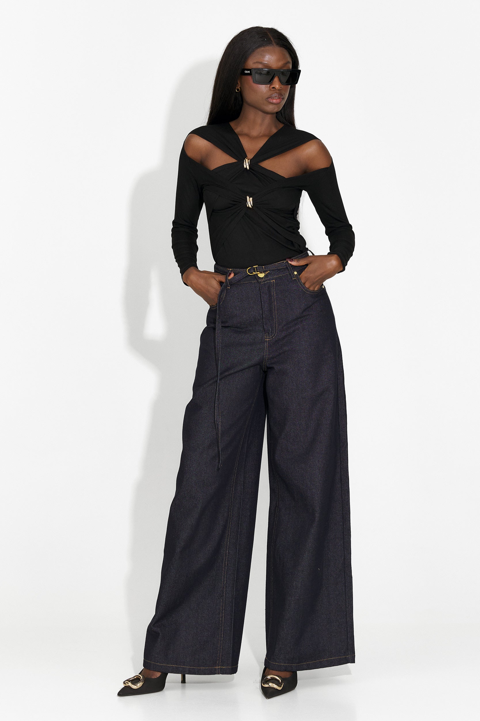 Черна дамска блуза Favira Bogas за ежедневно облекло