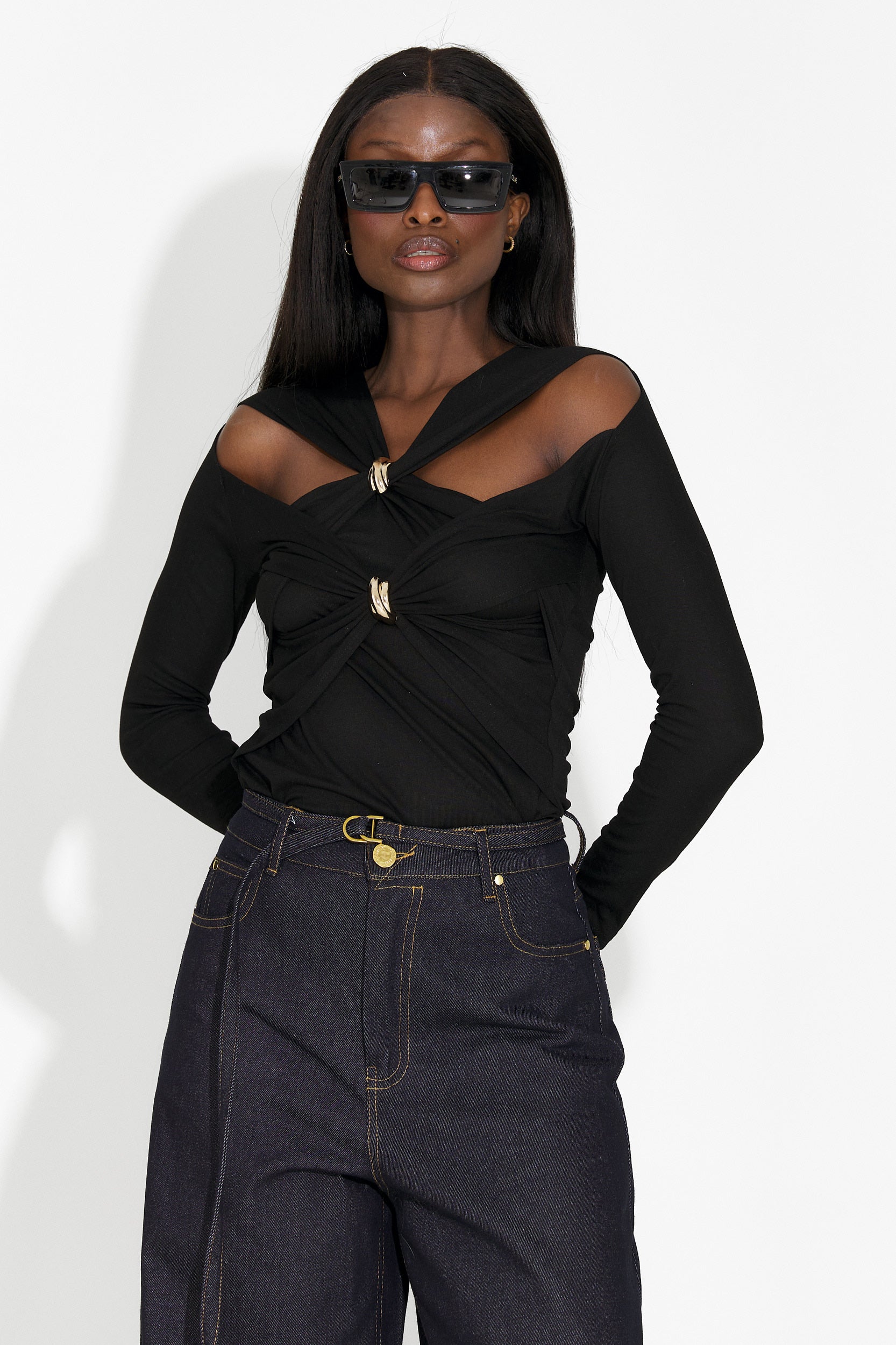 Черна дамска блуза Favira Bogas за ежедневно облекло