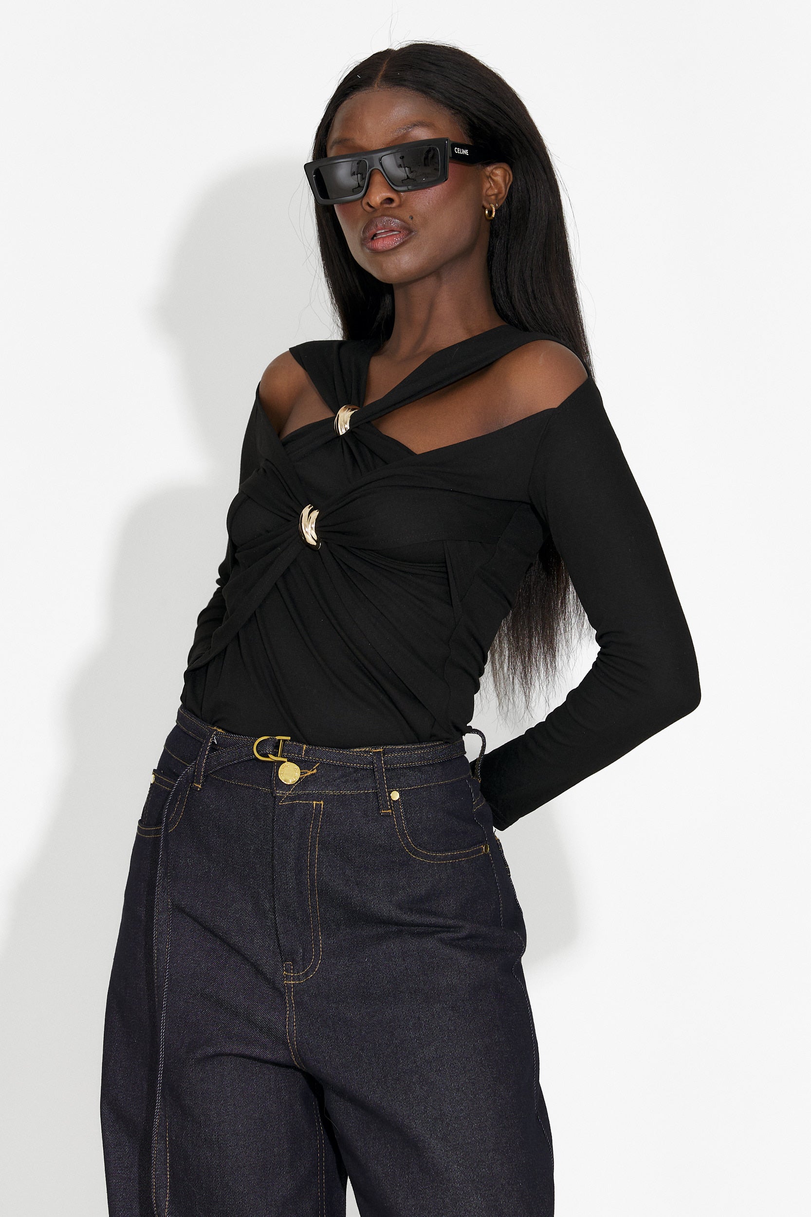 Черна дамска блуза Favira Bogas за ежедневно облекло