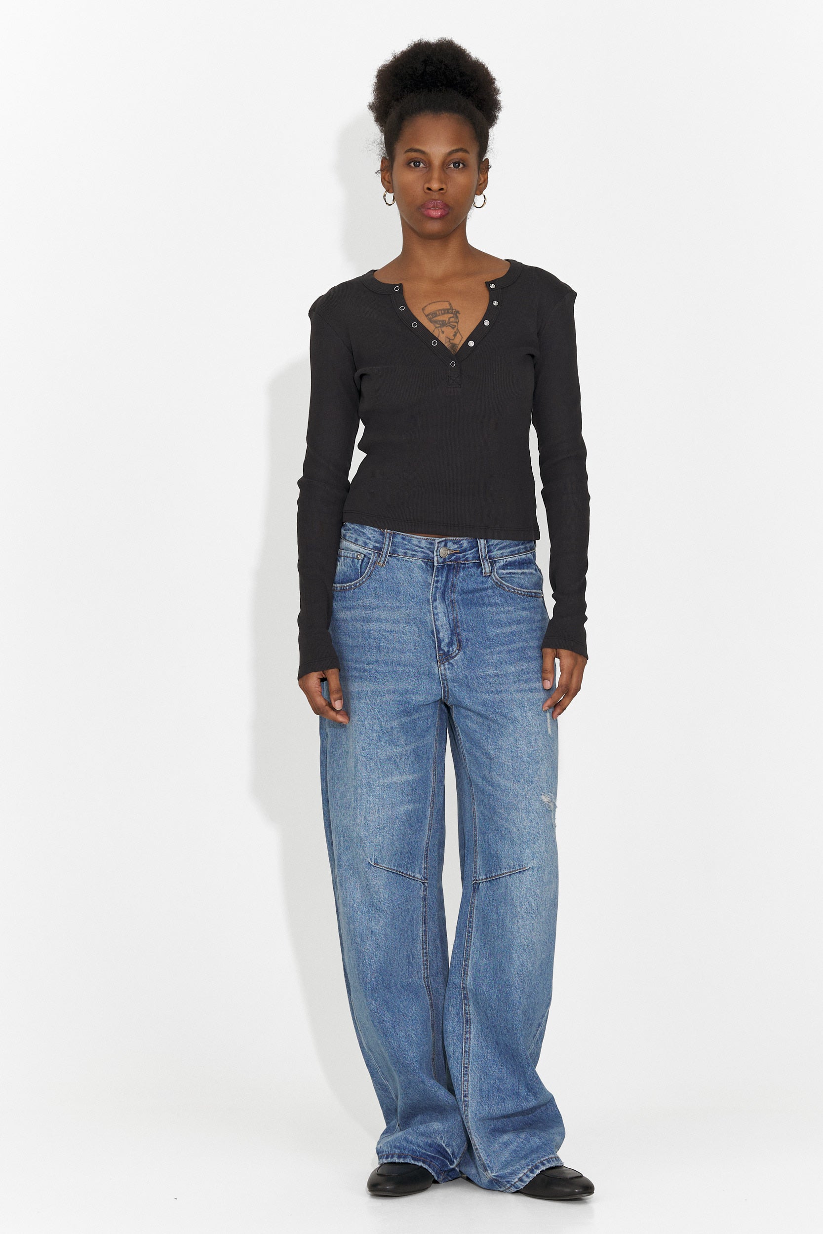 Дамска ежедневна черна блуза Roxana Bogas