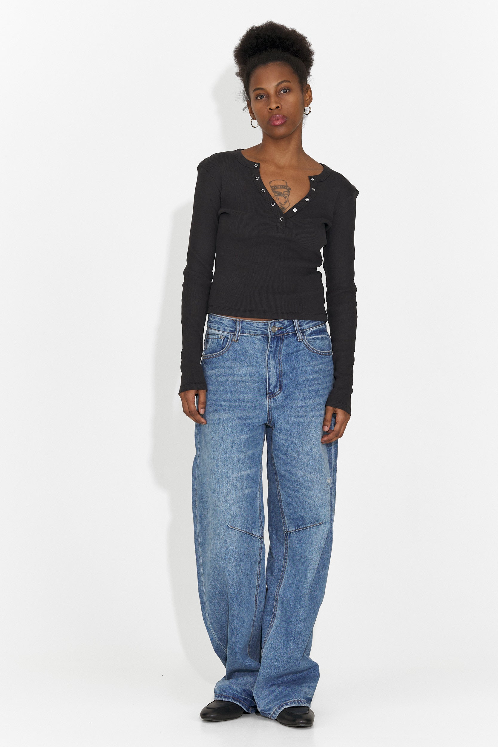 Дамска ежедневна черна блуза Roxana Bogas