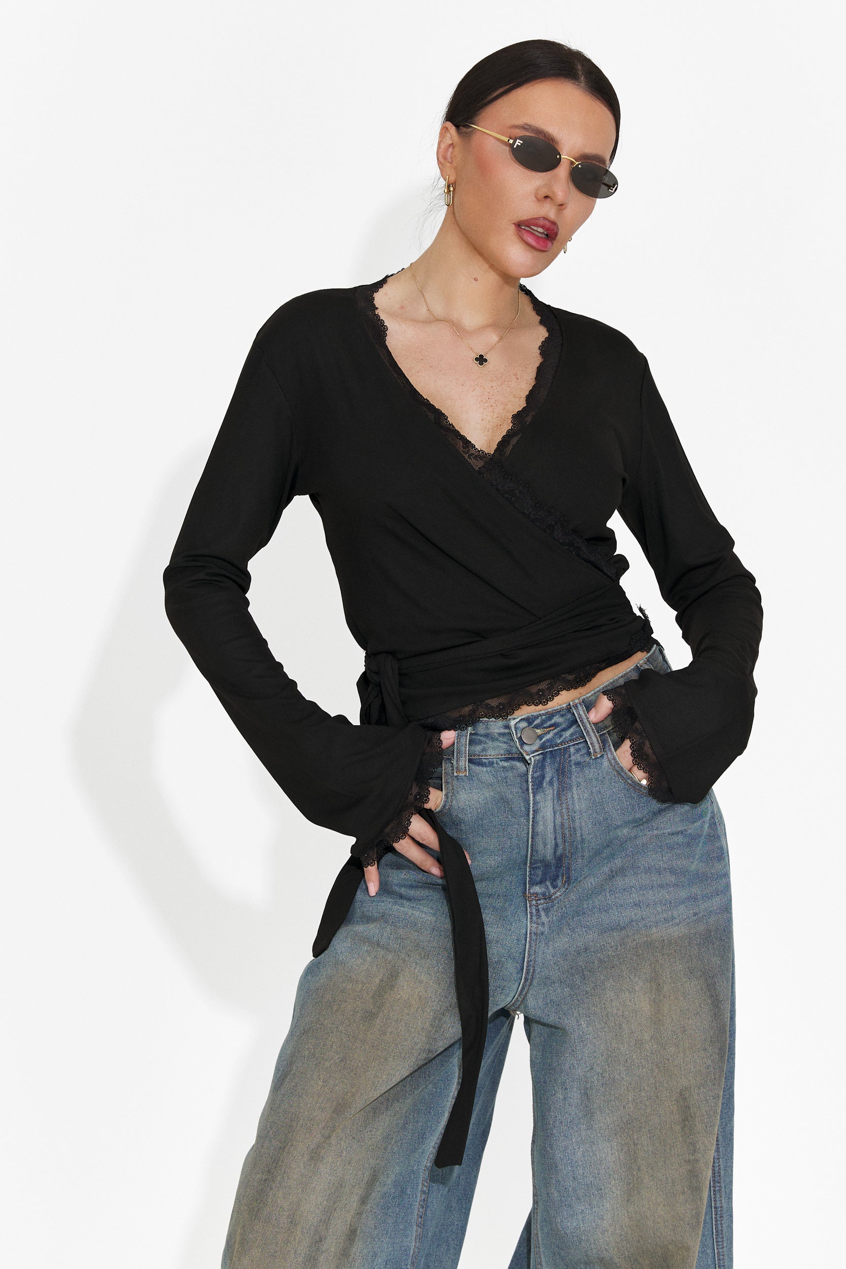 Дамска ежедневна черна блуза Zaneta Bogas