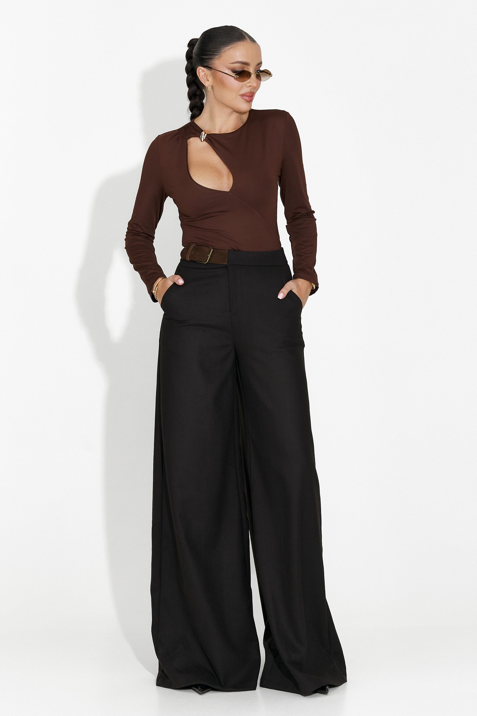 Елегантен дамски боди в кафяво от Pavine Bogas