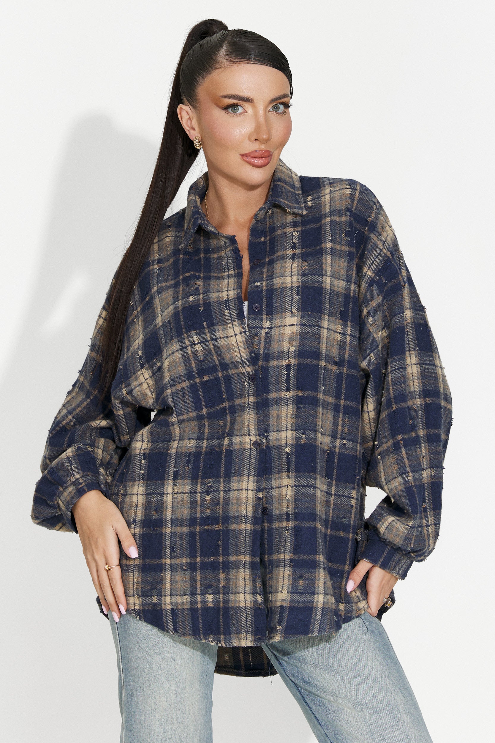 Дамска риза ежедневна тъмносиня Jasara Bogas