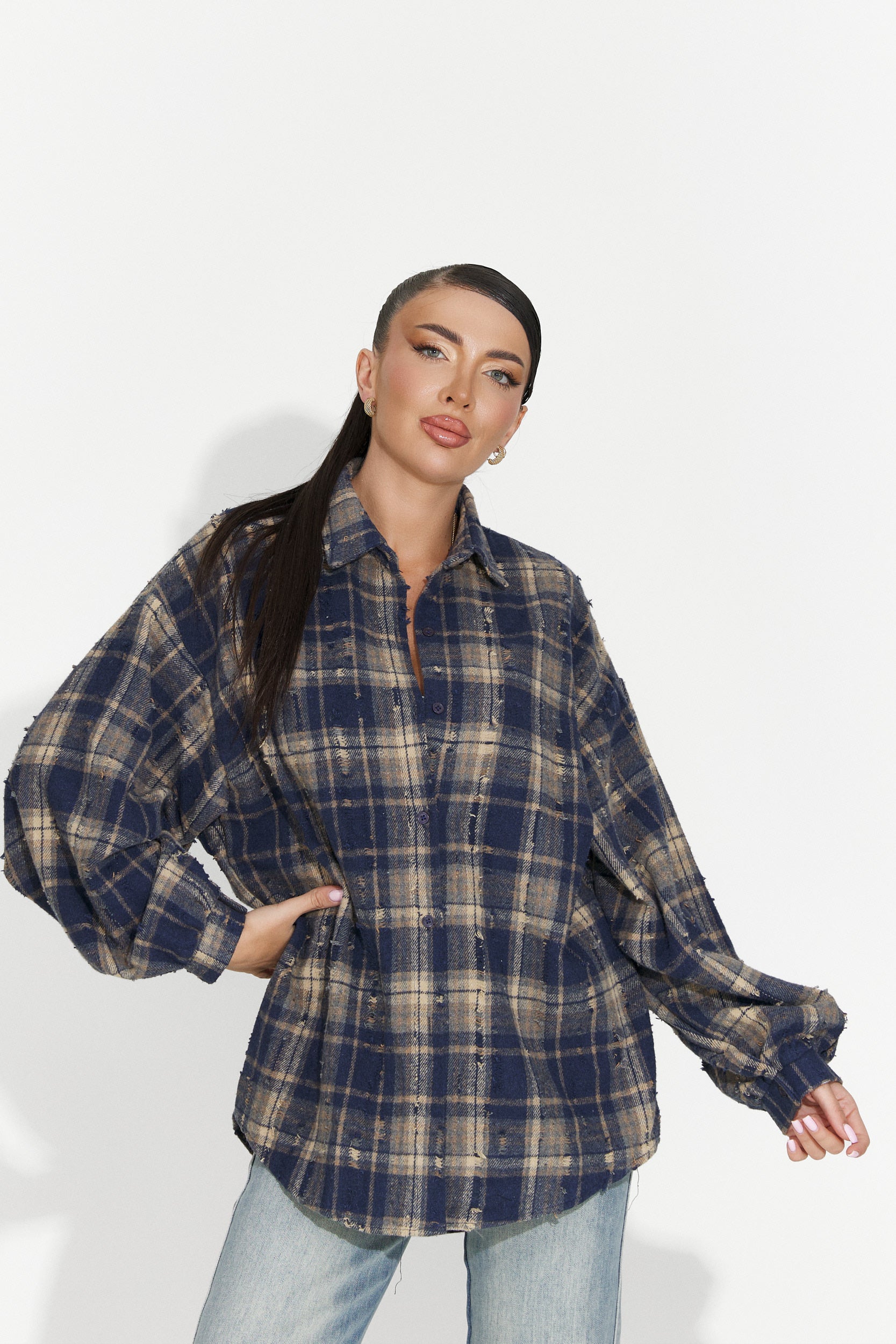 Дамска риза ежедневна тъмносиня Jasara Bogas