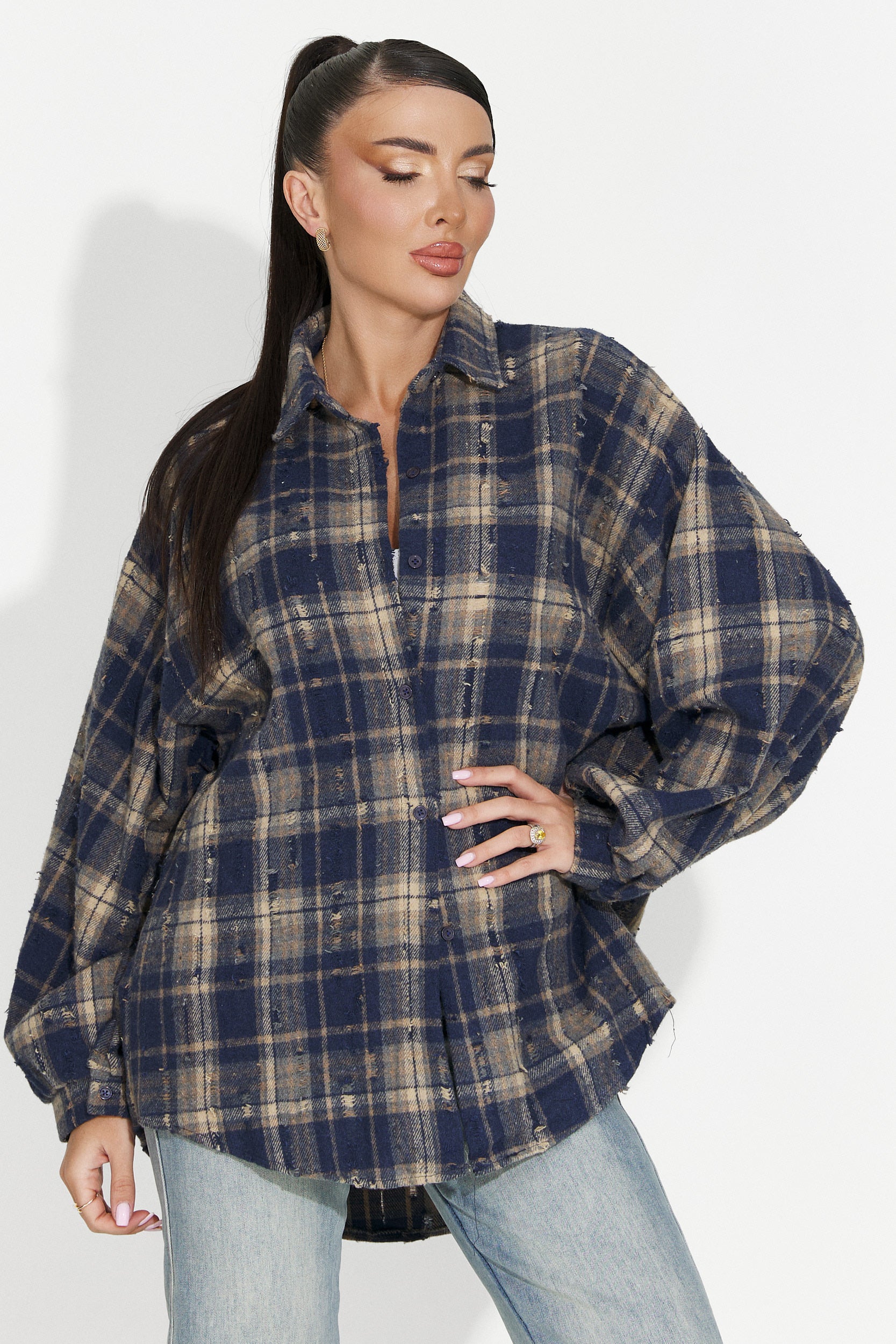 Дамска риза ежедневна тъмносиня Jasara Bogas