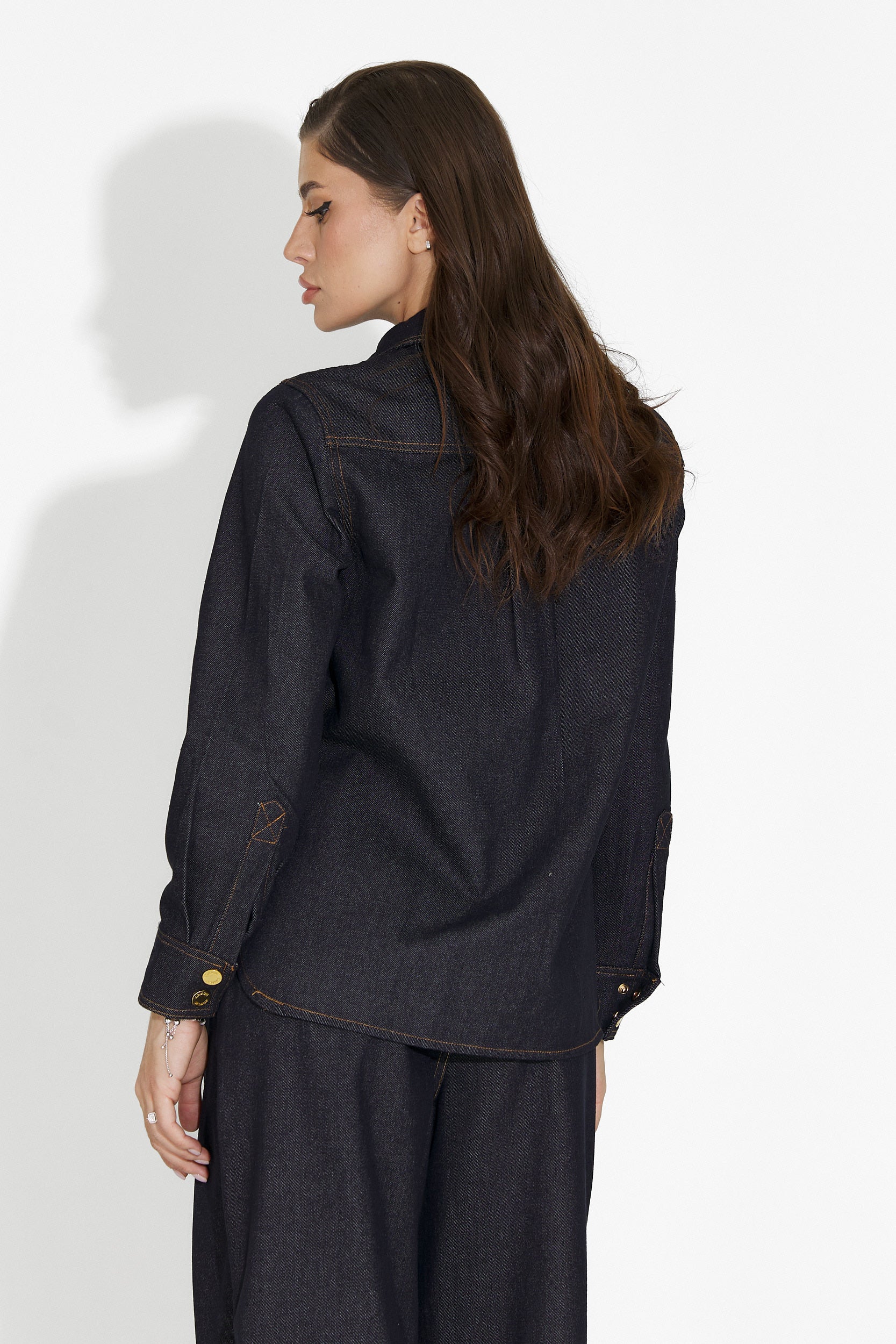 Дамска кежуал риза в тъмносиньо Melena Bogas