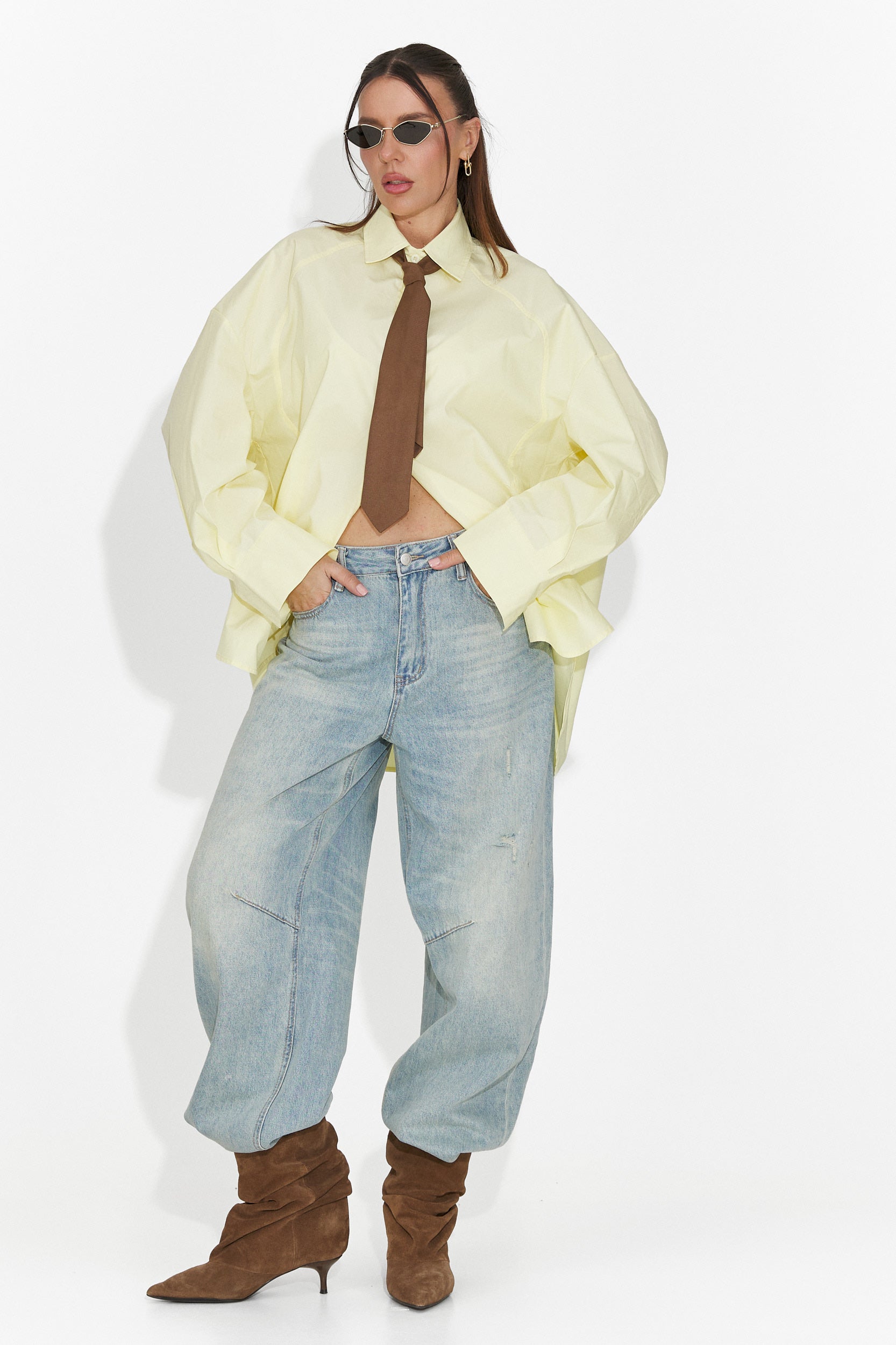 Жълта дамска ежедневна риза Abrienda Bogas