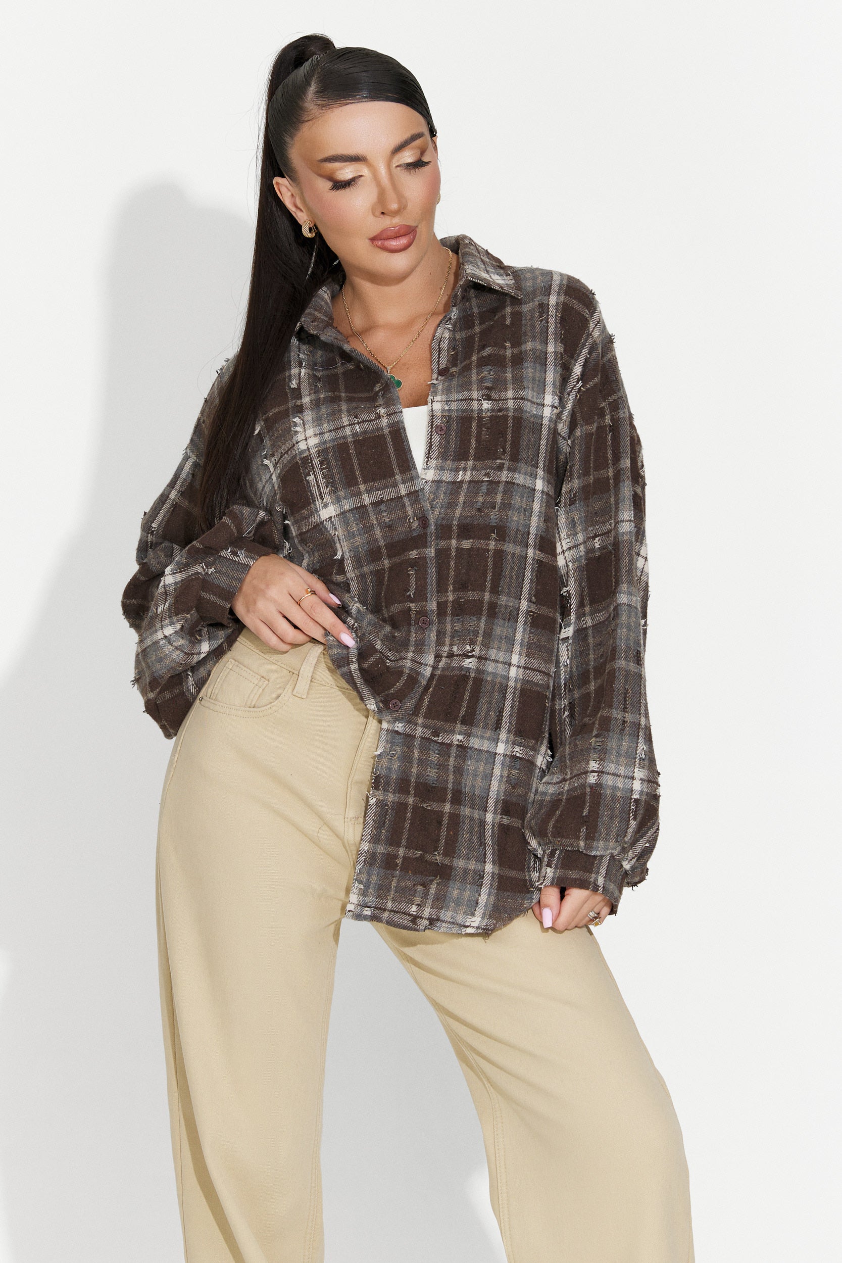 Дамска ежедневна риза кафява Jasara Bogas