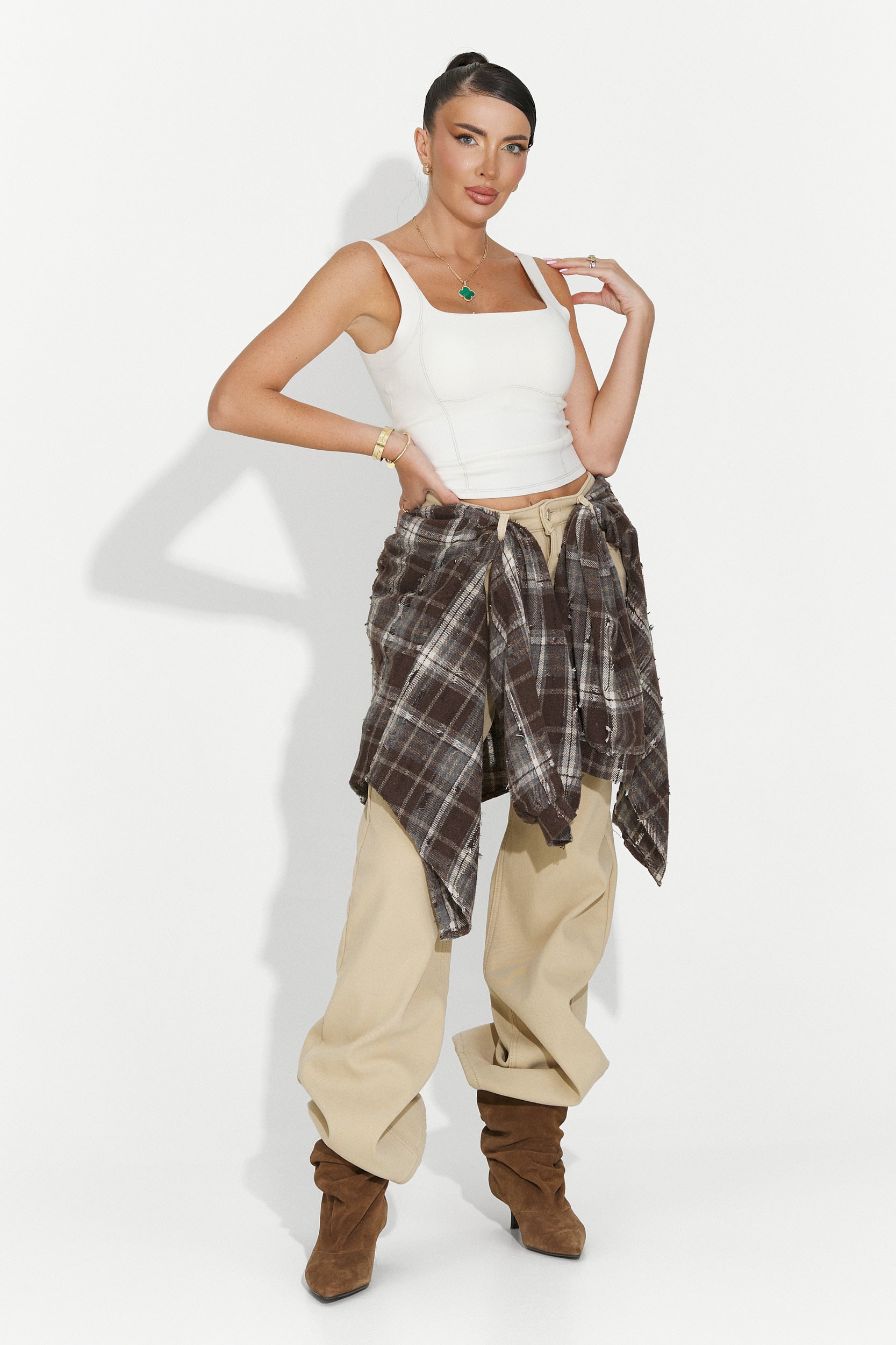 Дамска ежедневна риза кафява Jasara Bogas