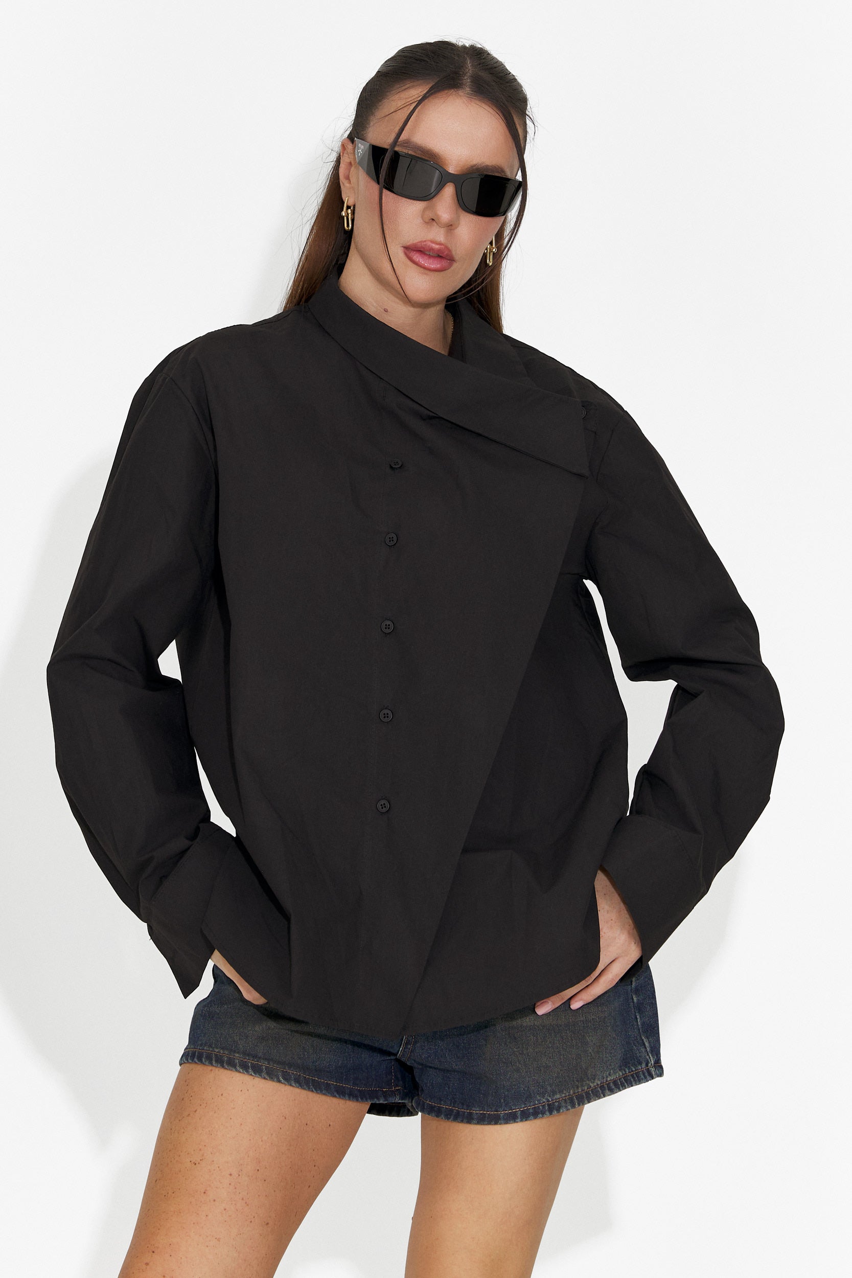 Дамска ежедневна черна риза Edinea Bogas