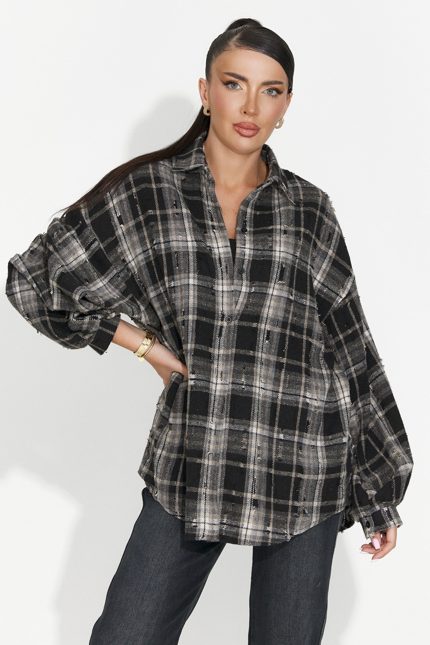 Дамска ежедневна черна риза Jasara Bogas