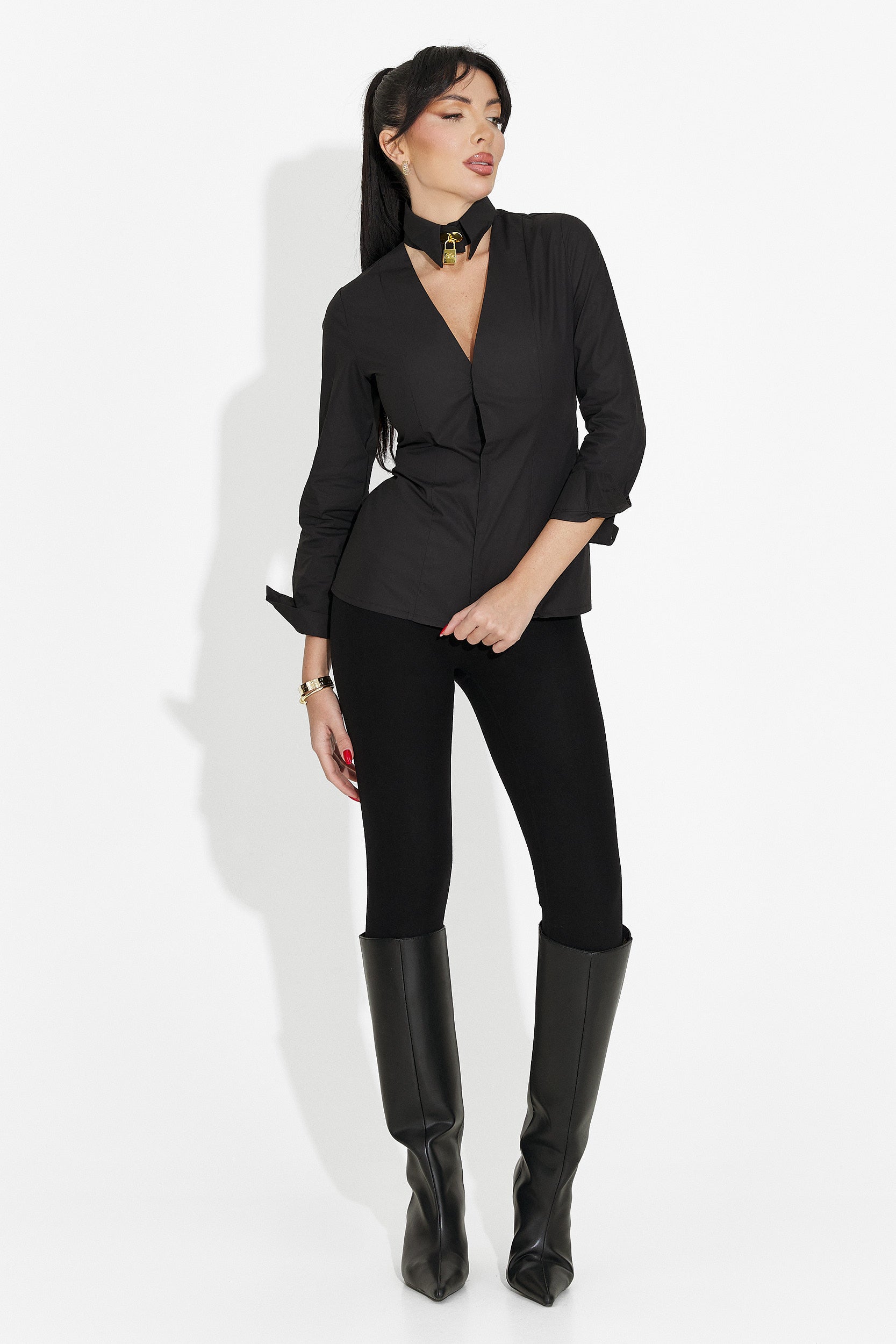 Дамска ежедневна черна риза Marcelia Bogas