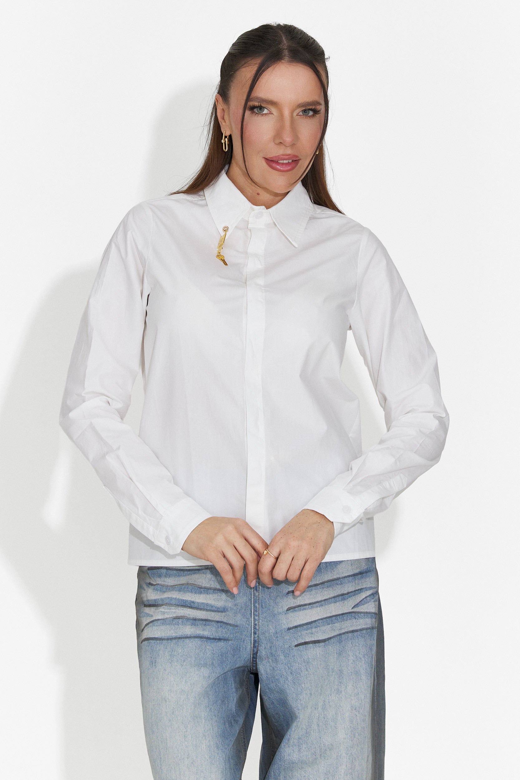 Елегантна бяла дамска риза Jetie Bogas