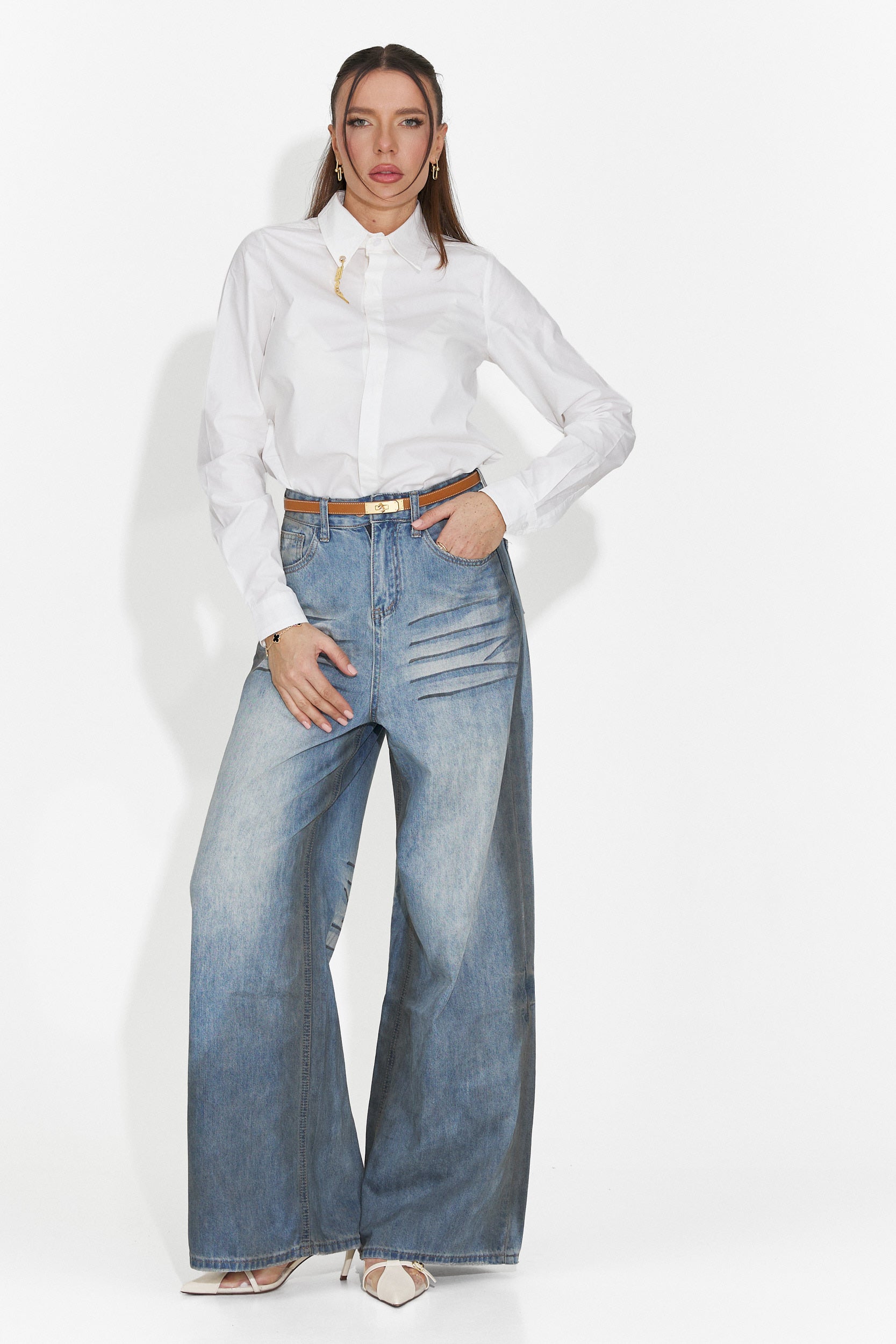 Елегантна бяла дамска риза Jetie Bogas