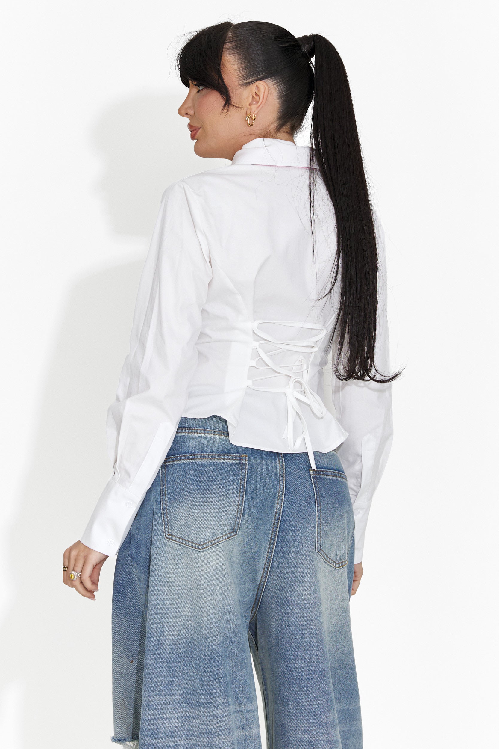 Елегантна бяла дамска риза Lorina Bogas