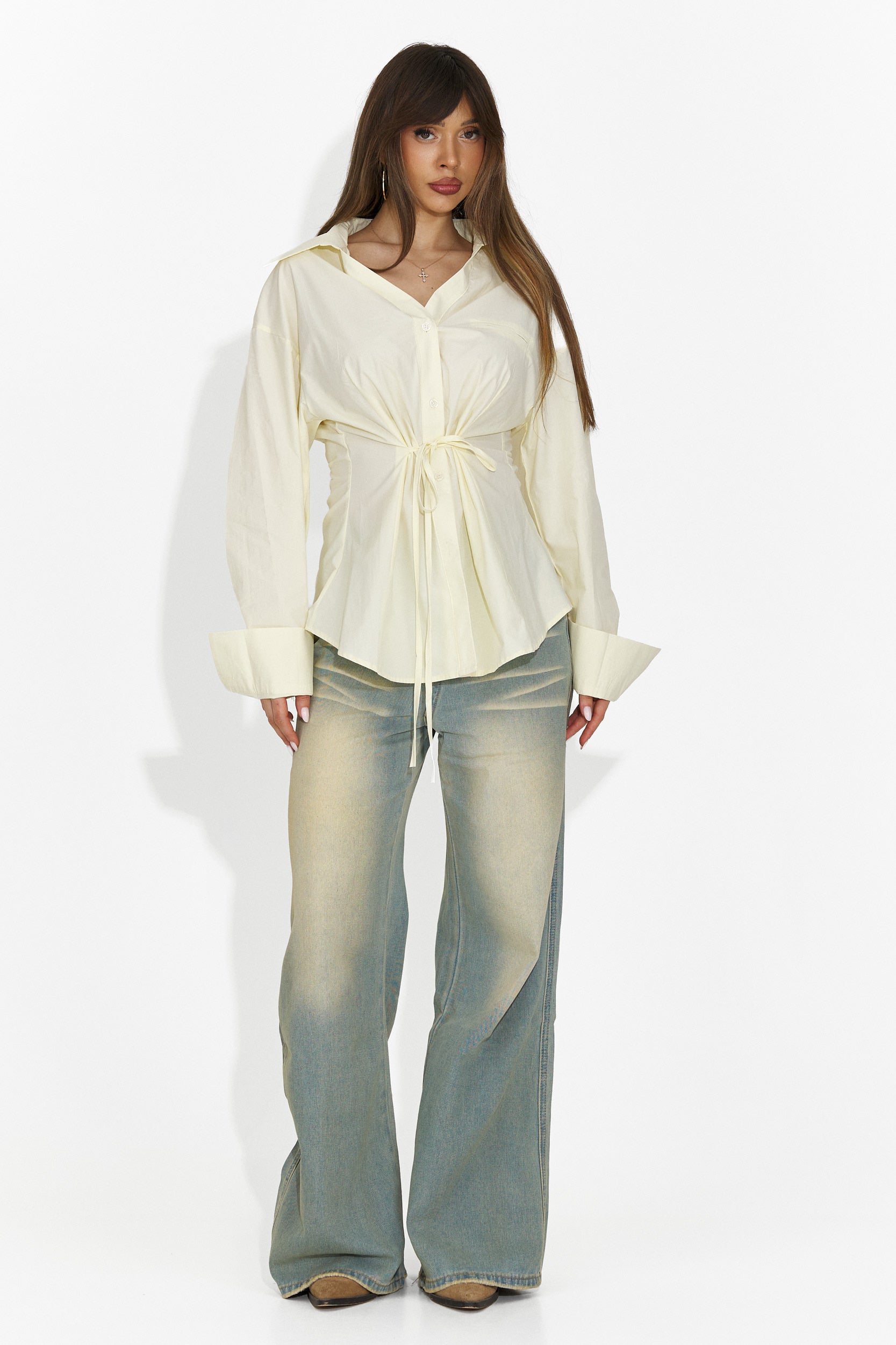 Елегантна жълта дамска риза Alesya Bogas