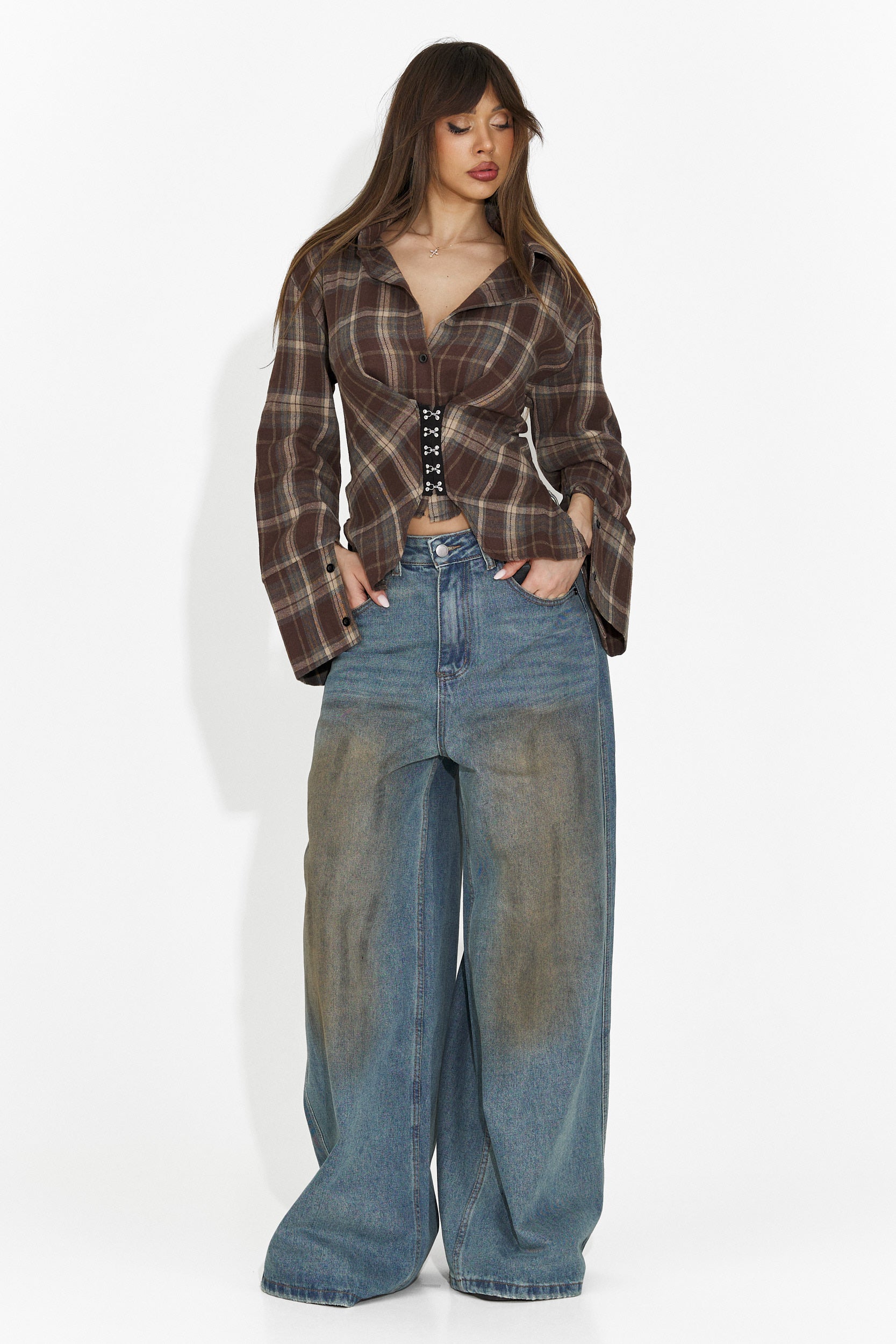 Елегантна дамска риза кафява Hermiona Bogas