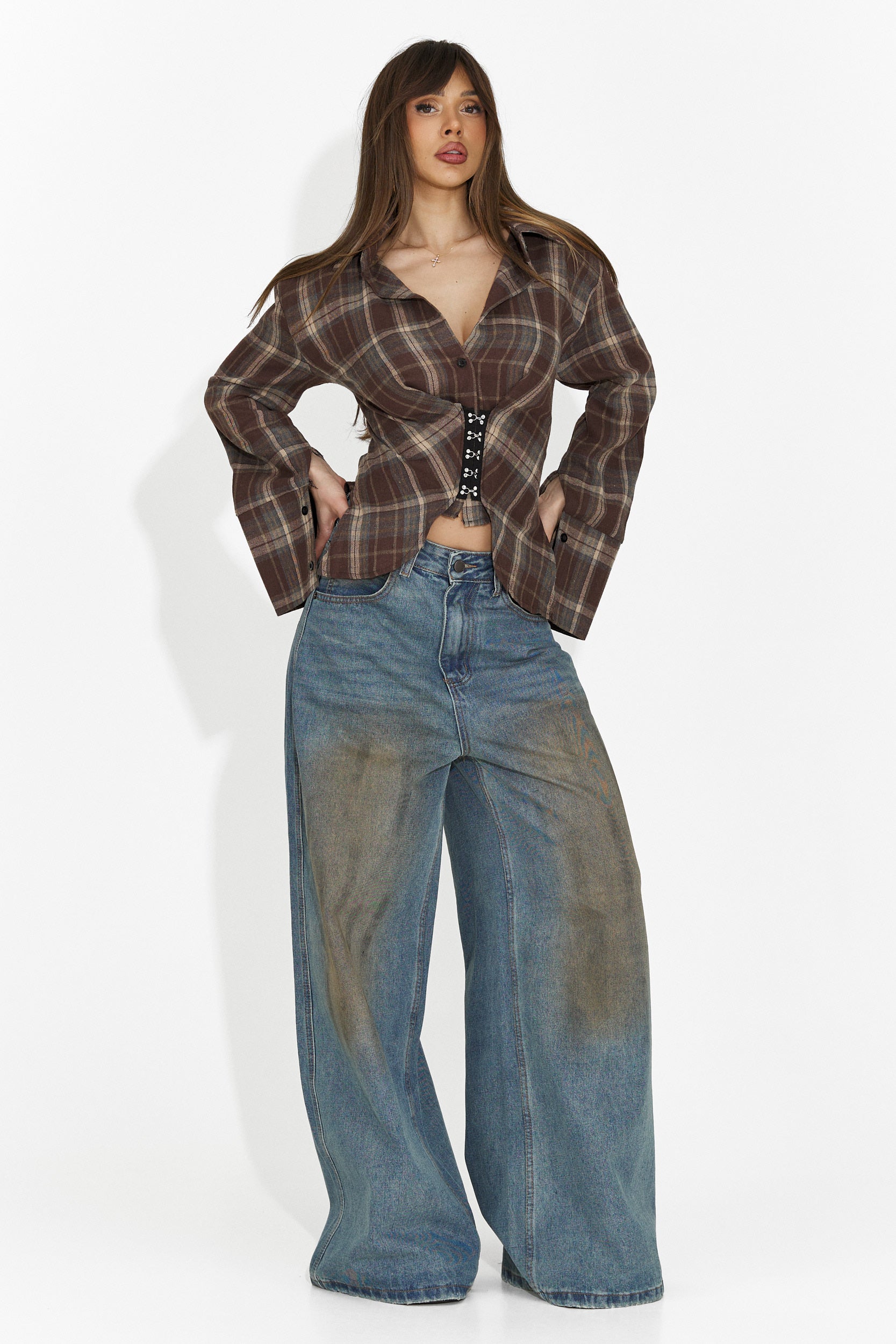 Елегантна дамска риза кафява Hermiona Bogas