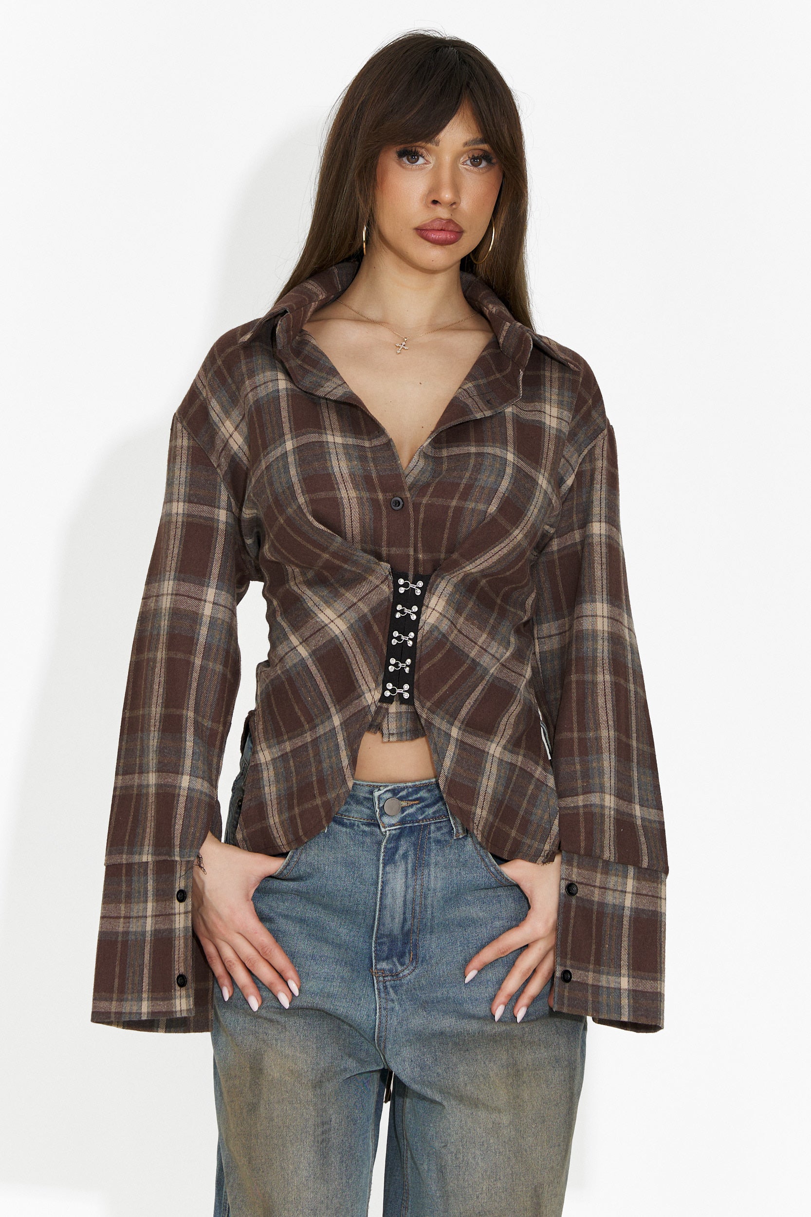 Елегантна дамска риза кафява Hermiona Bogas