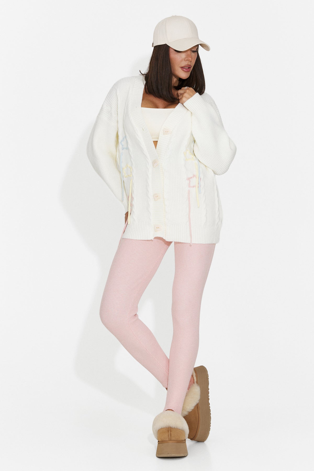 Cardigan casual alb Kemivaora Bogas