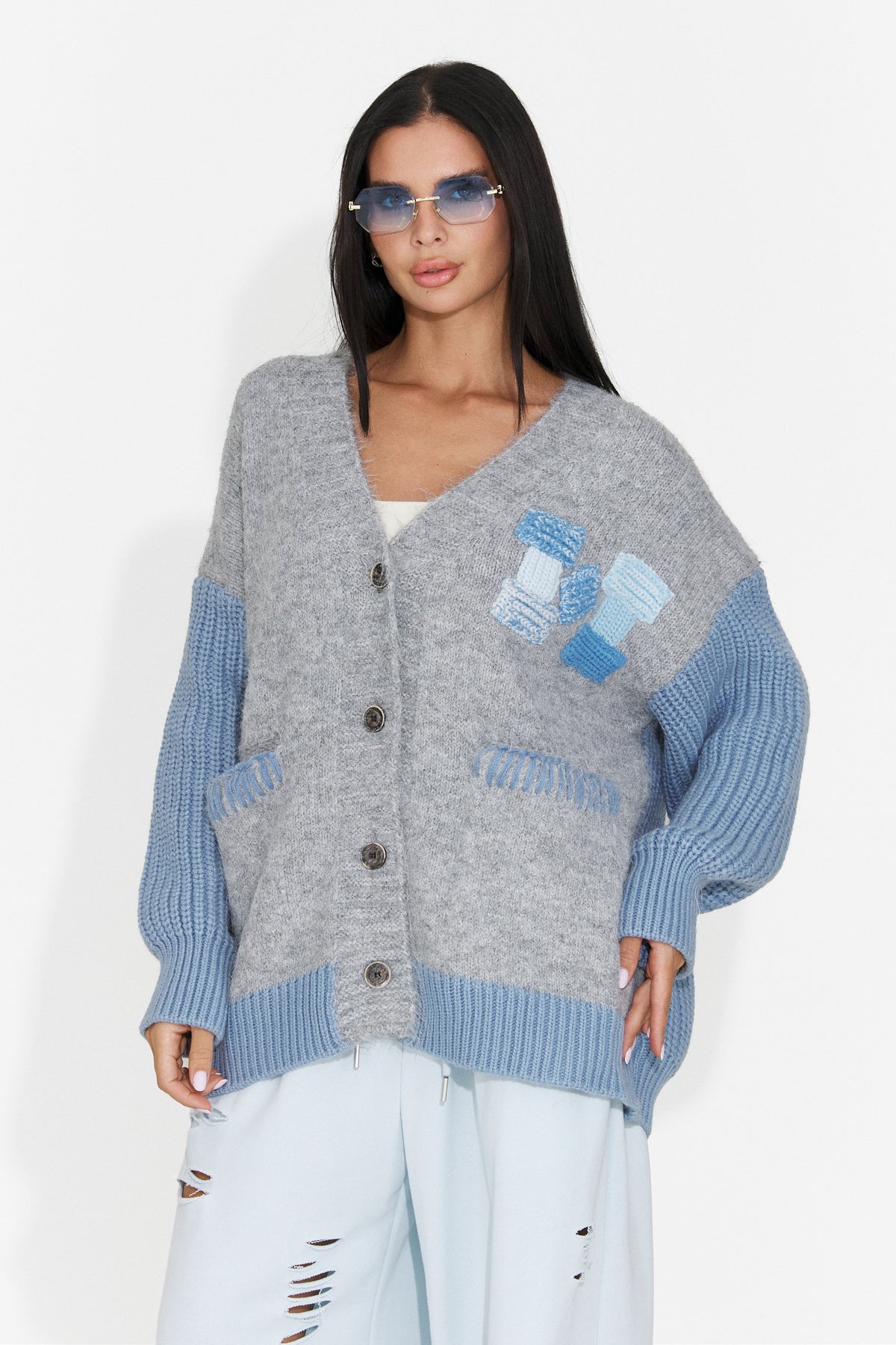 Cardigan casual bleu Lylyra Bogas
