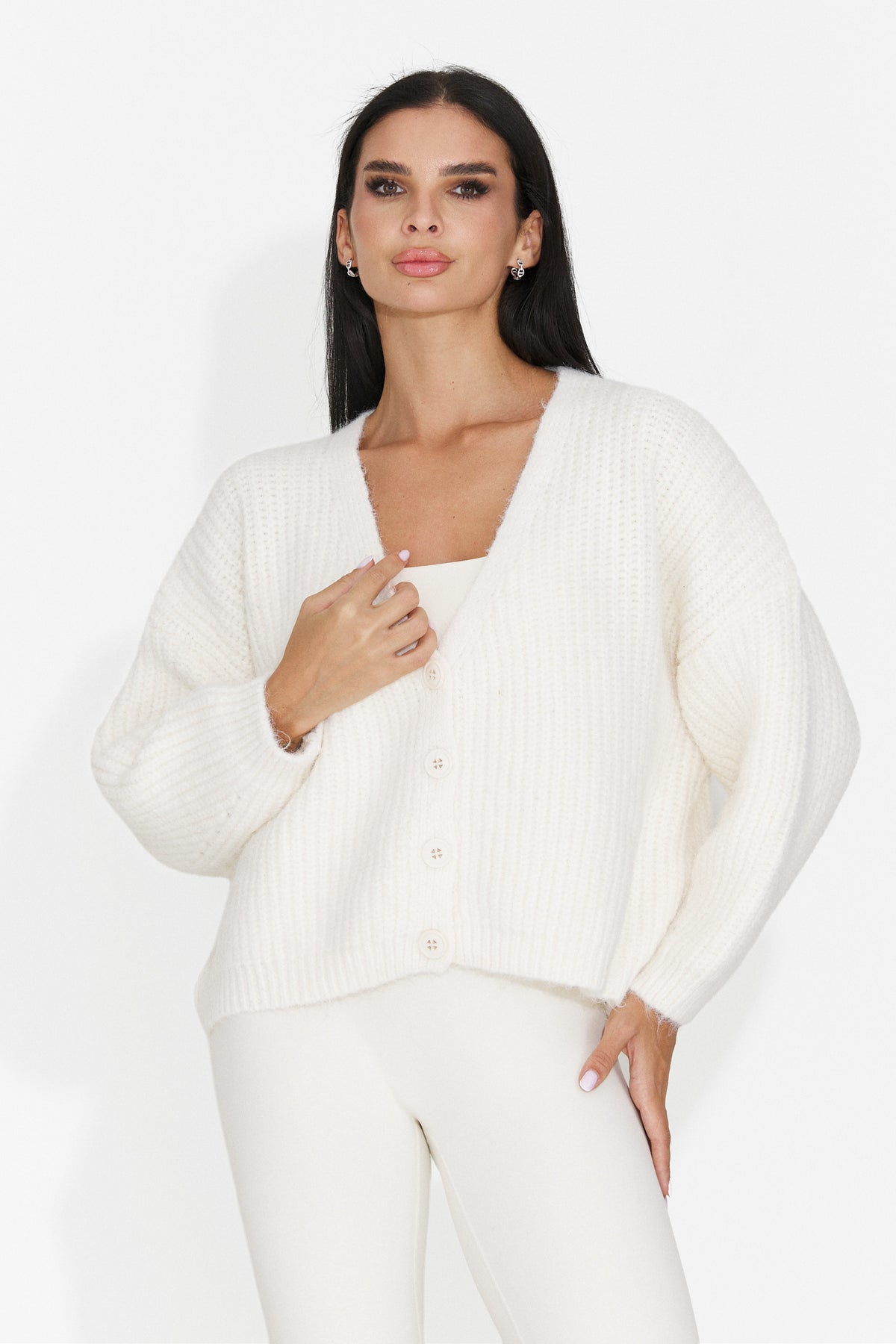 Cardigan casual crem Dyroliara Bogas