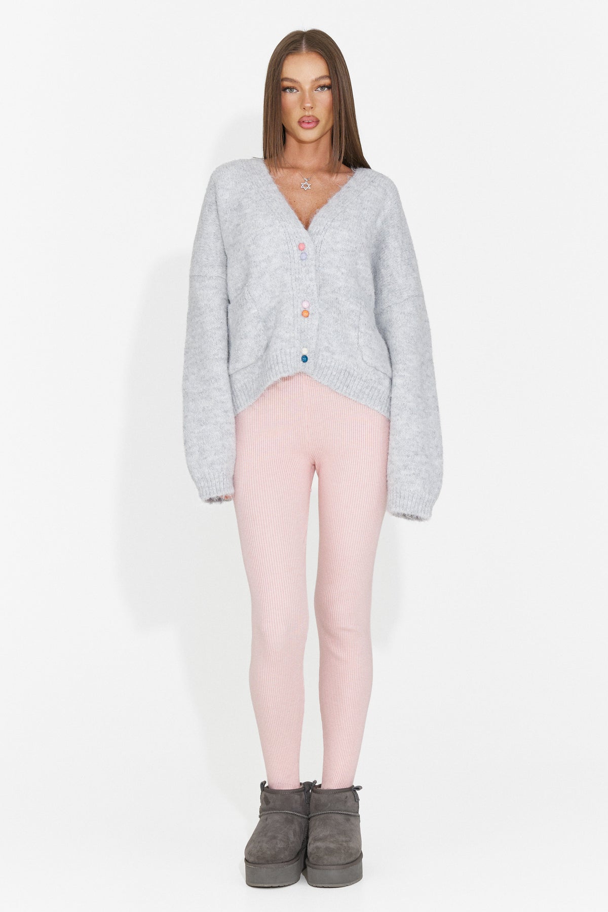 Cardigan casual gri Druveuia Bogas