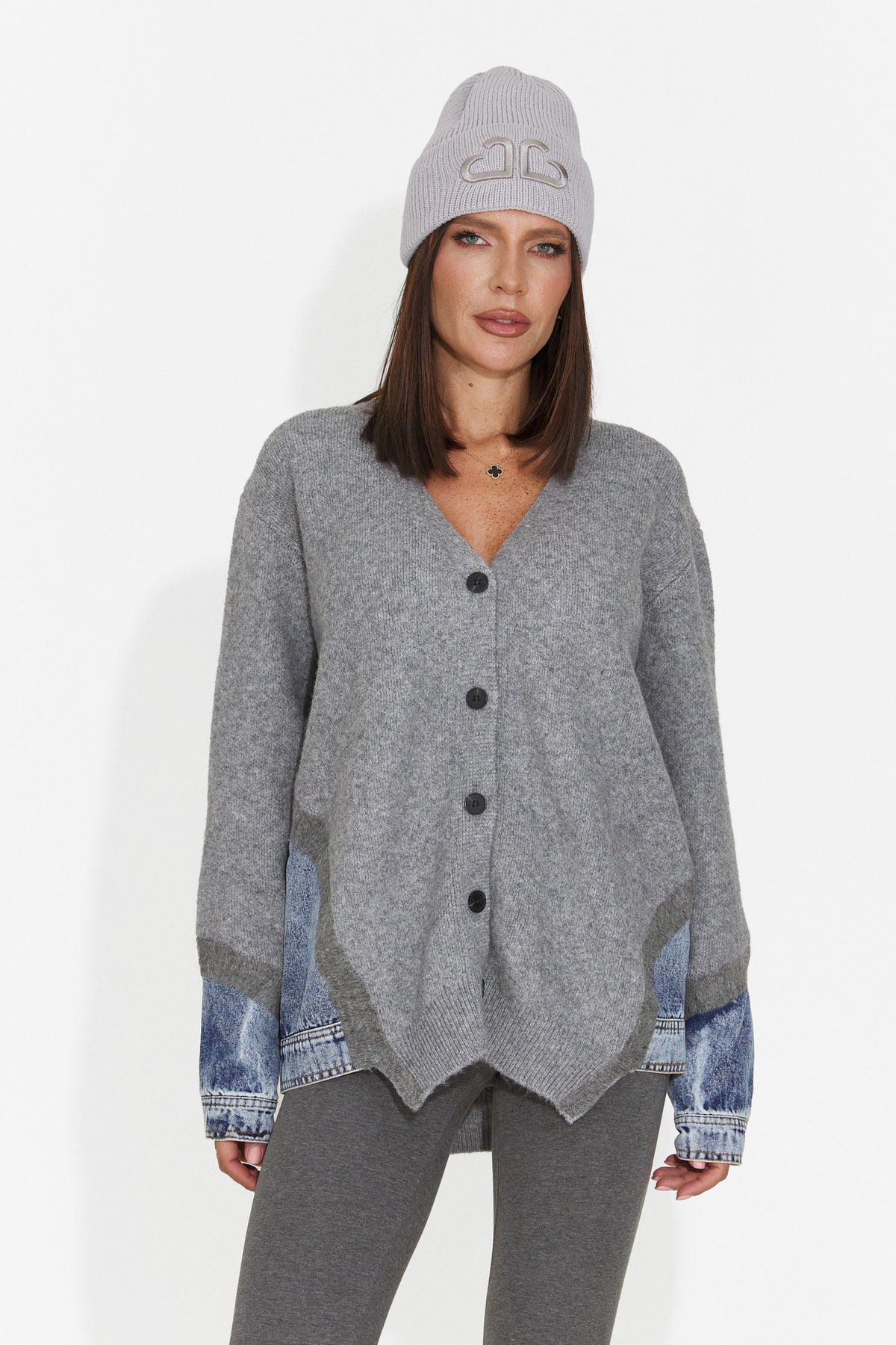 Cardigan casual gri Hinovieza Bogas