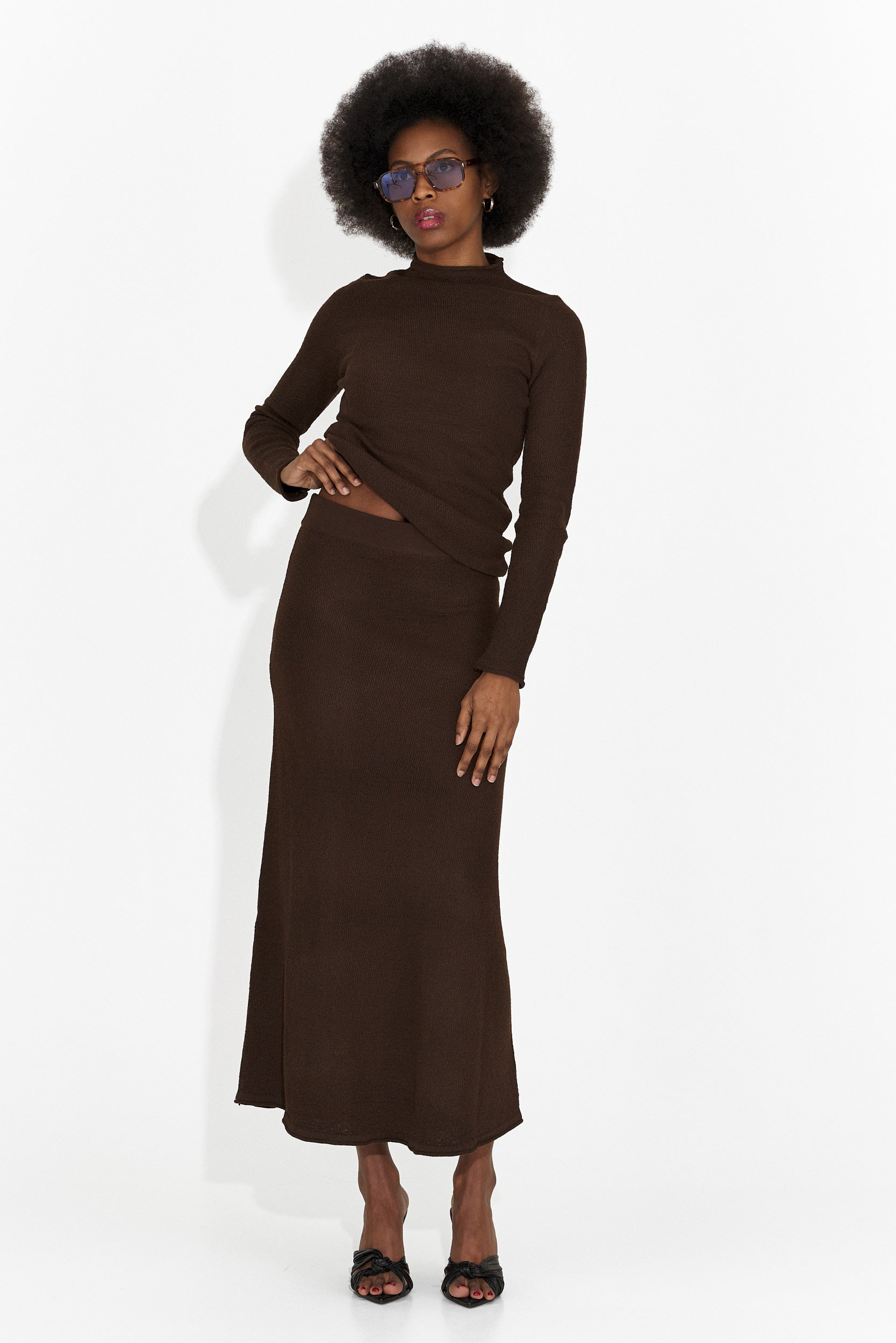 Костюм с пола в ежедневен стил кафяв Melonia Bogas