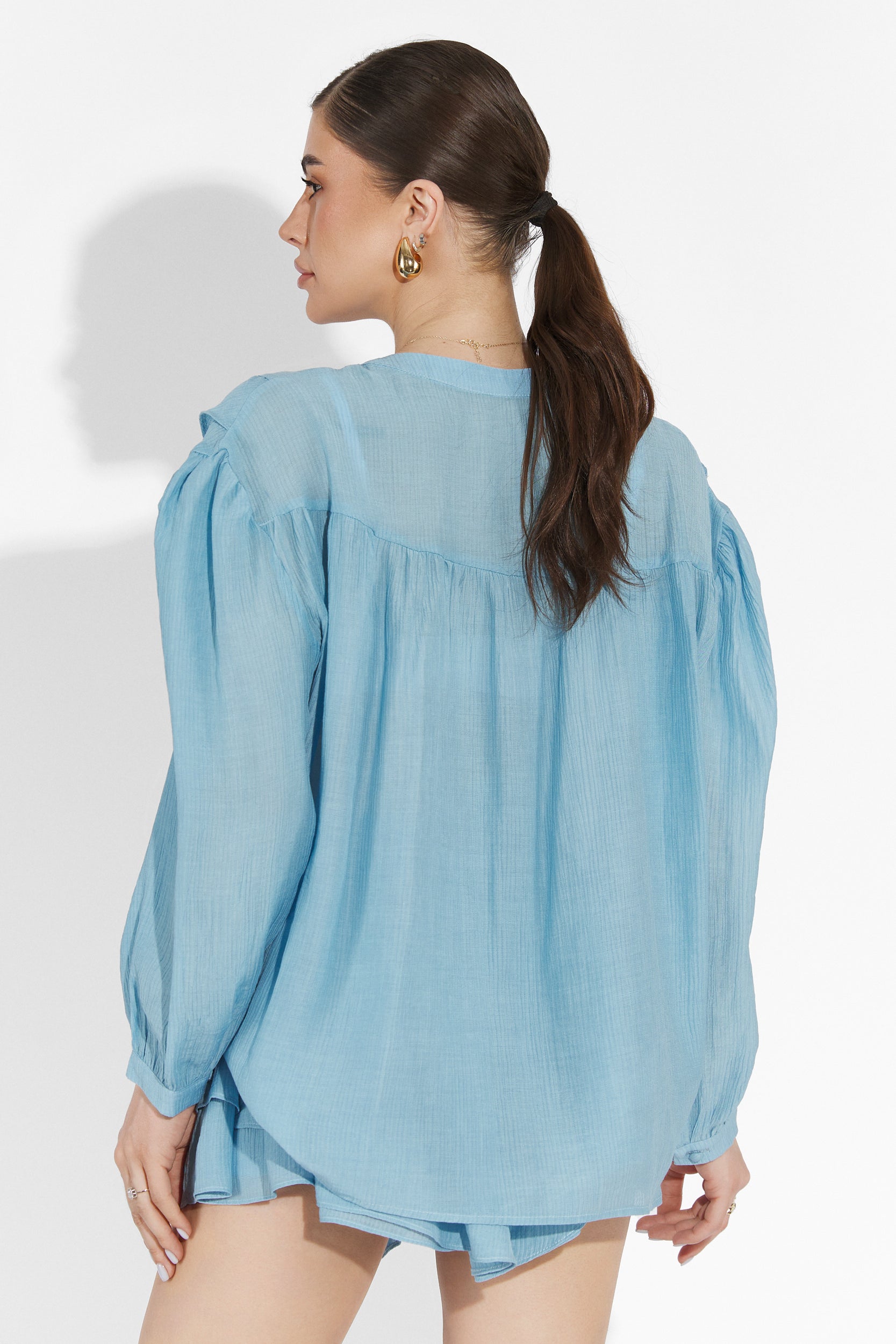 Compleu cu fusta pantalon bleu Zingy Bogas