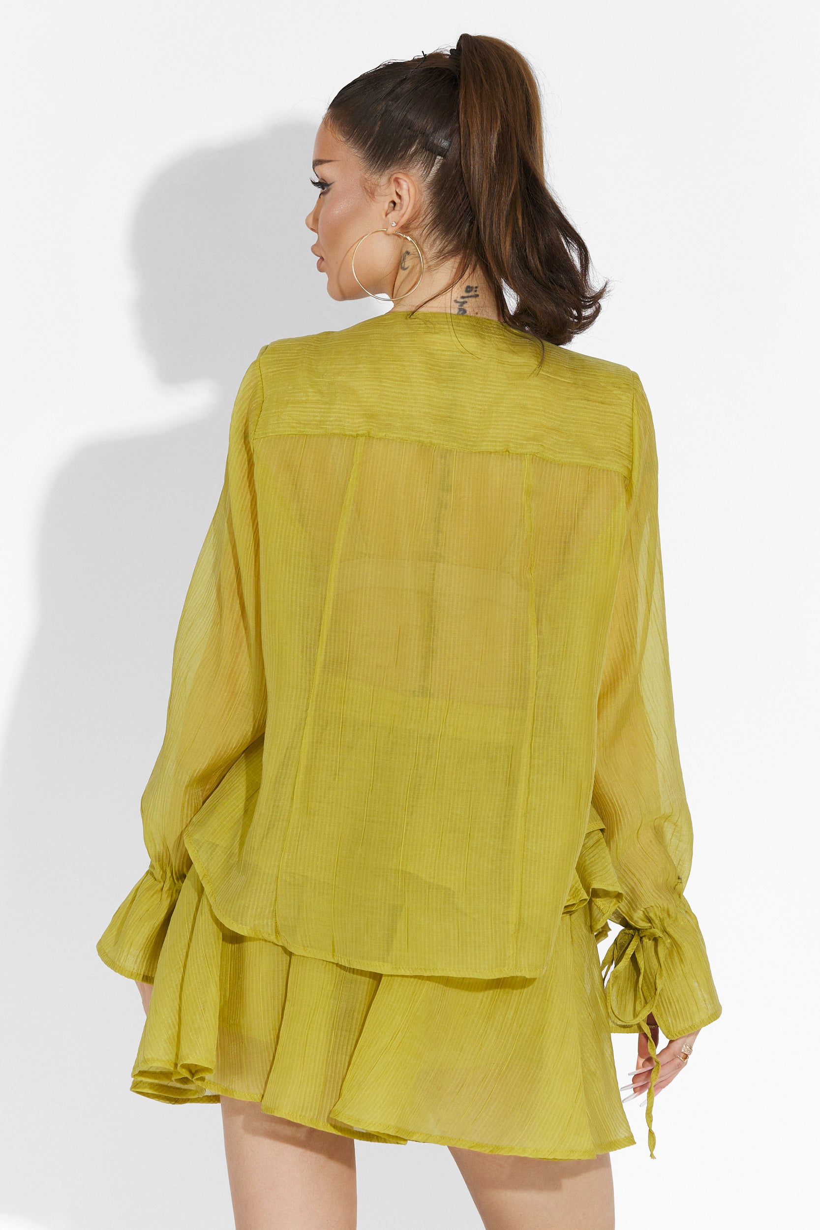 Compleu cu fusta pantalon verde lime Sabryna Bogas