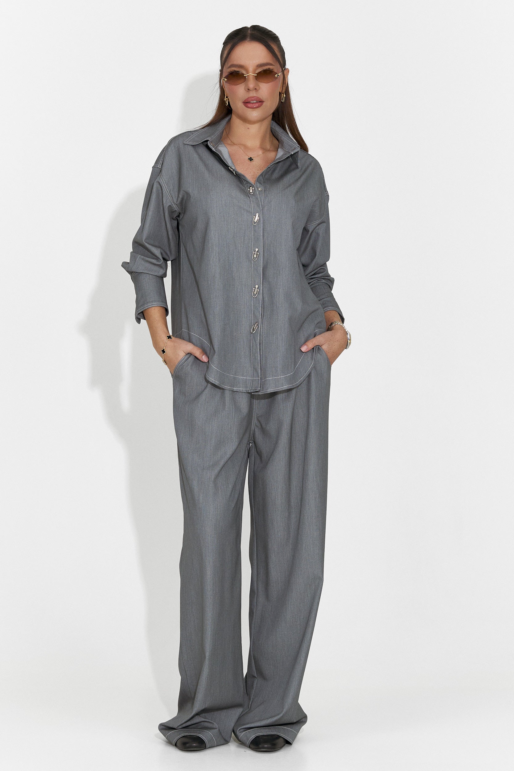 Дамски ежедневен комплект в сиво Elisio Bogas