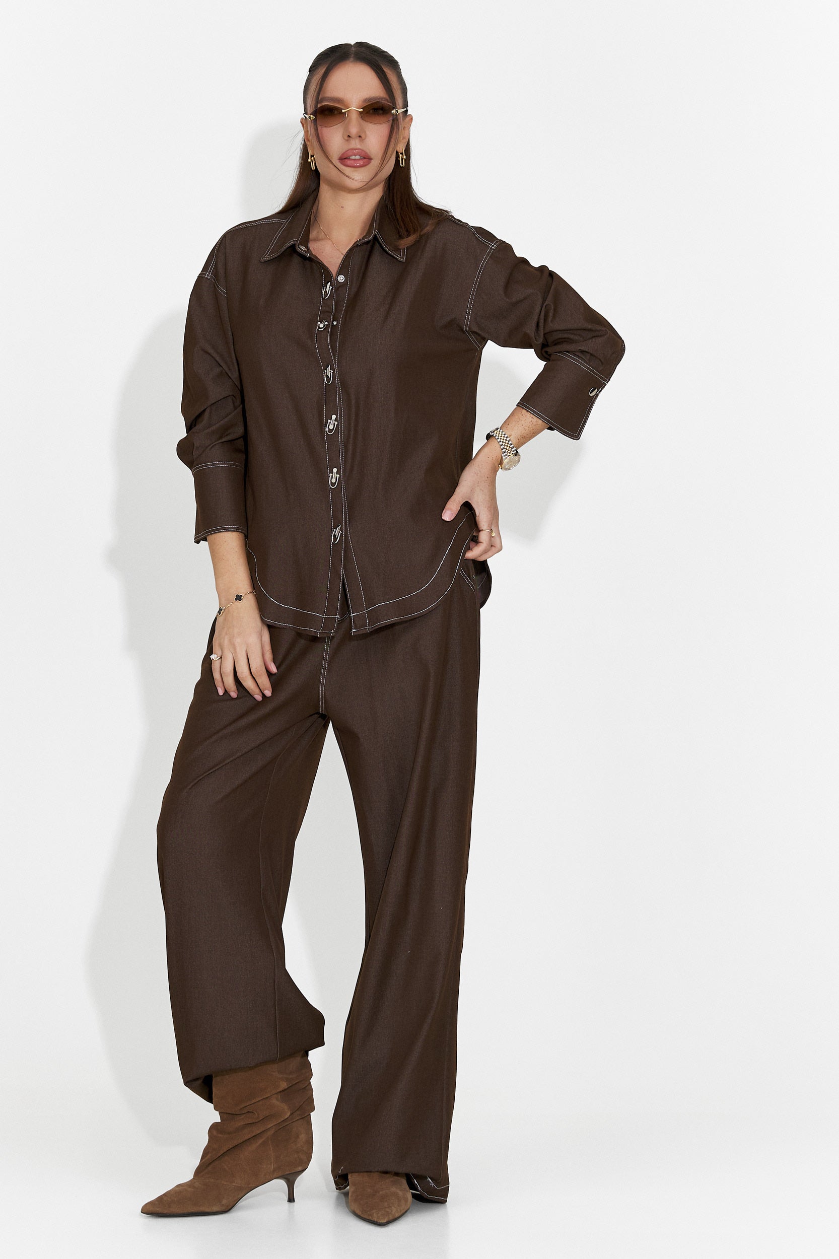 Дамски ежедневен комплект в кафяво Elisio Bogas