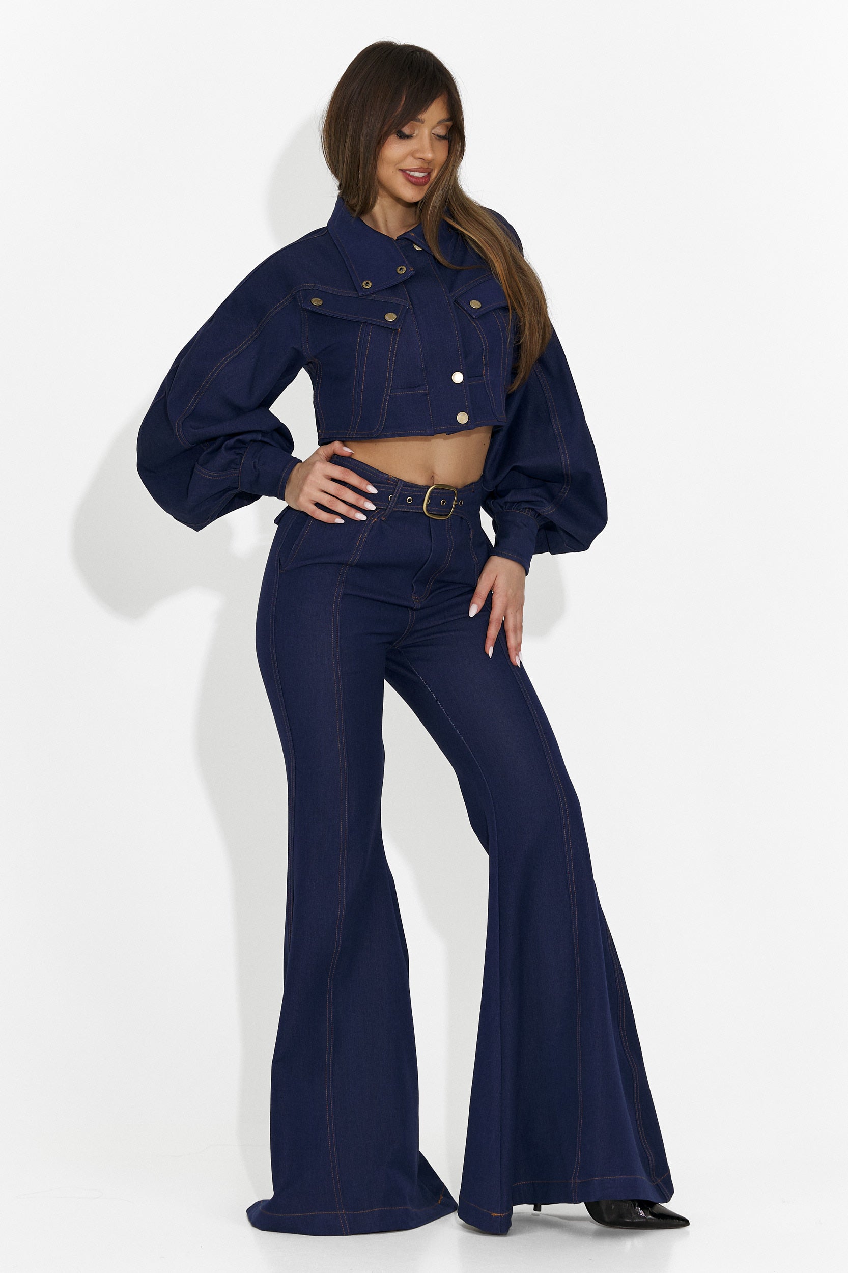 Дамски комплект панталони + яке синьо Kimala Bogas