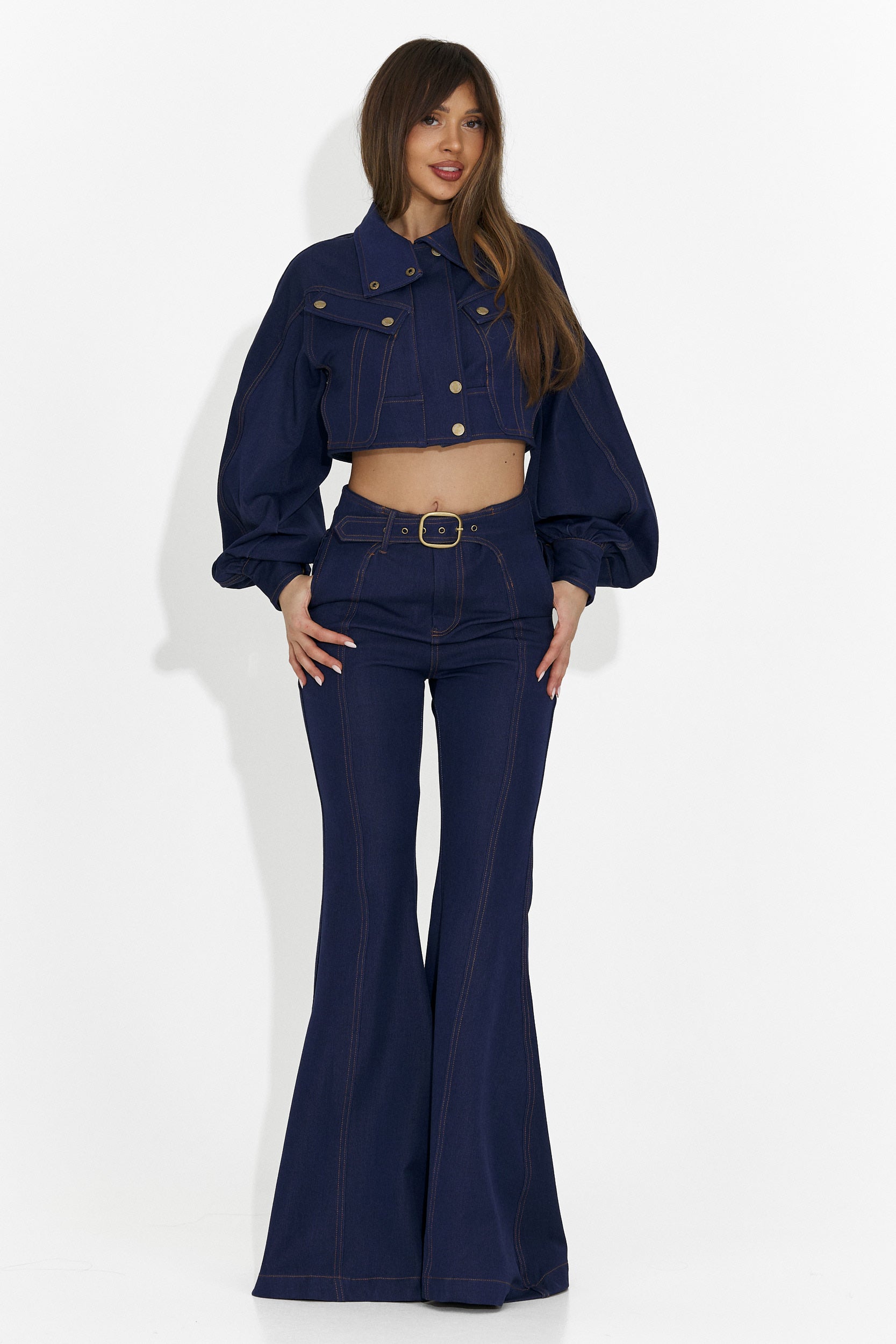 Дамски комплект панталони + яке синьо Kimala Bogas